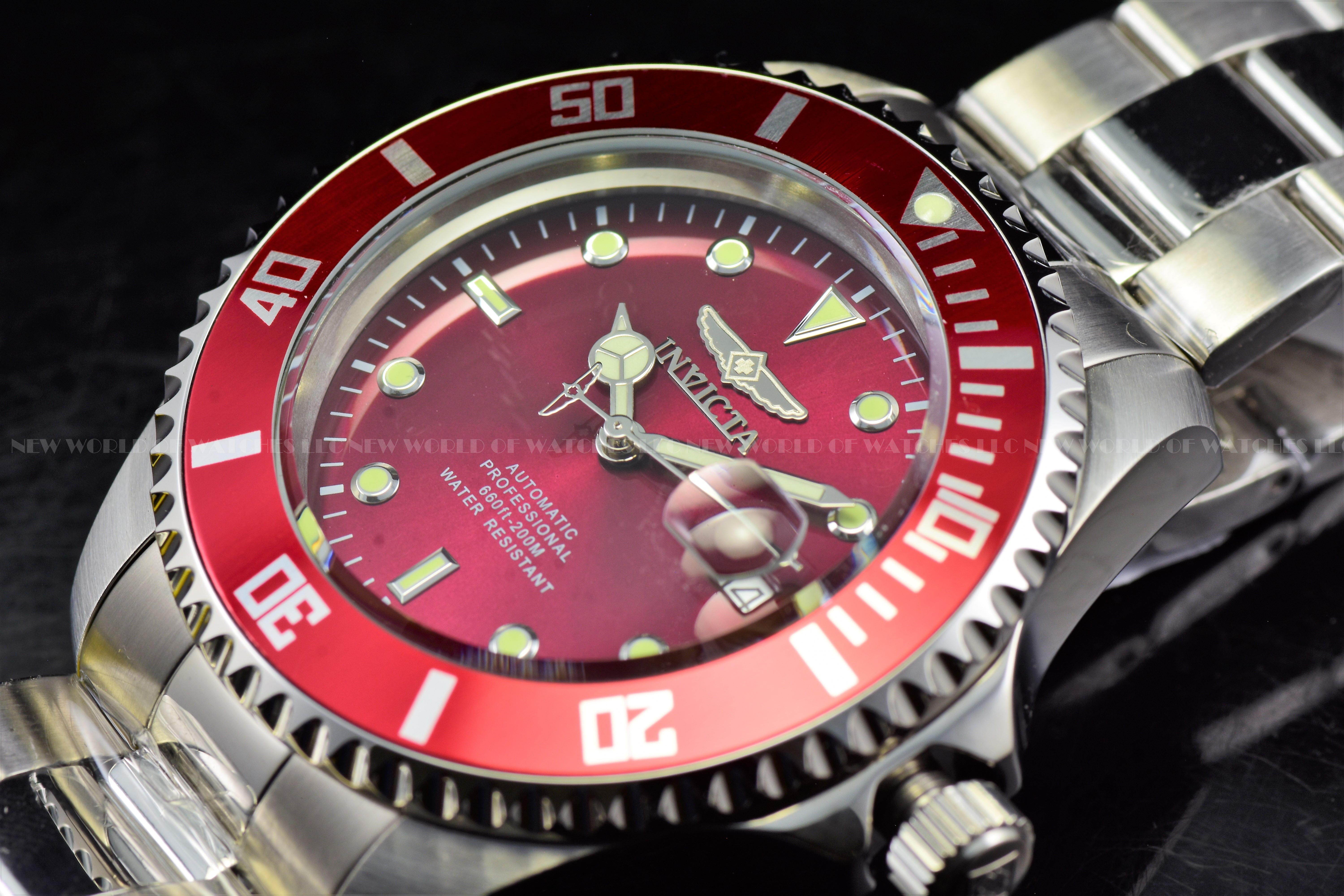 Invicta Mens 43mm Pro Diver AUTOMATIC NH35A BLOOD RED Dial Stainless Steel Watch
