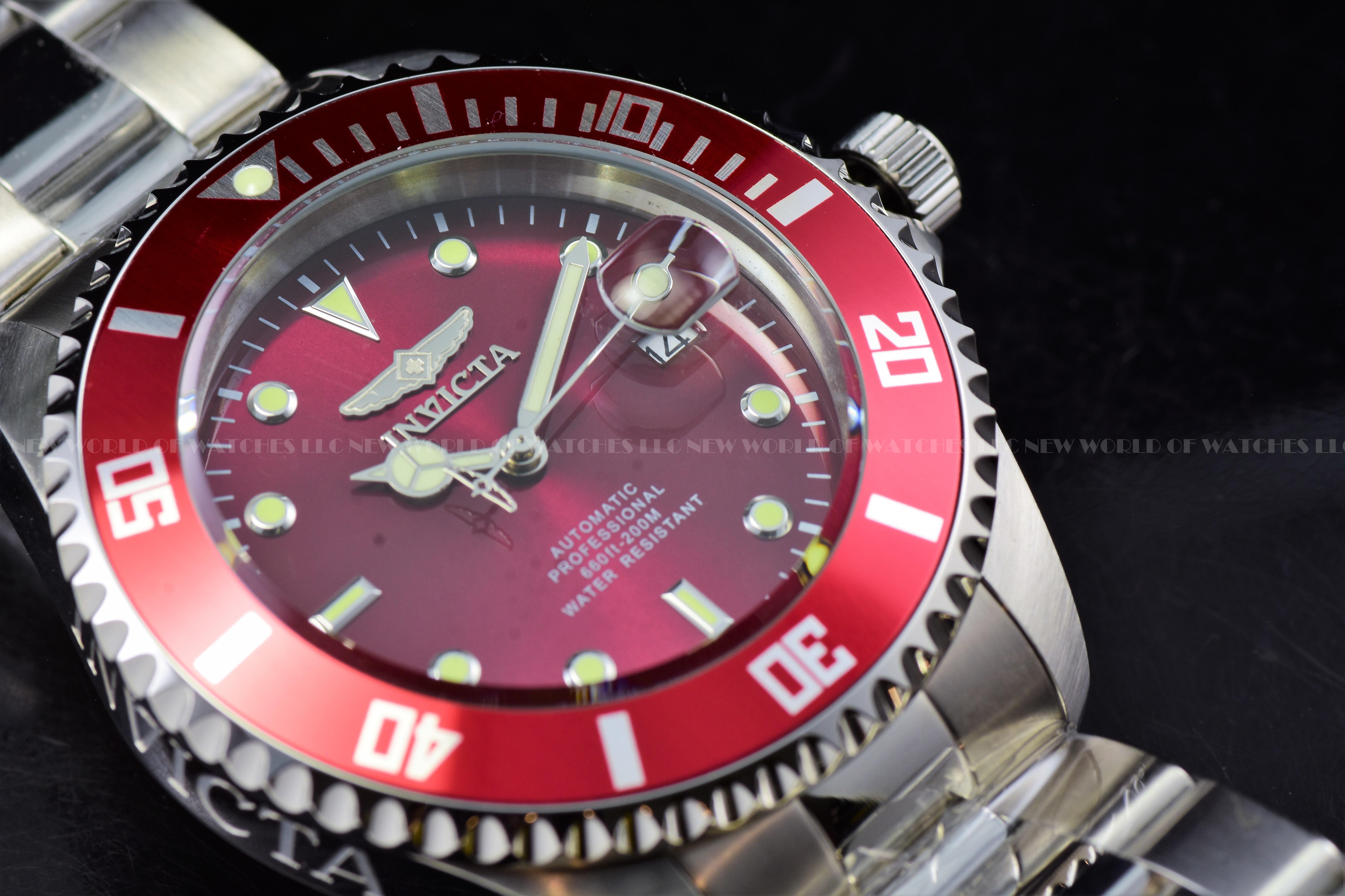 Invicta Mens 43mm Pro Diver AUTOMATIC NH35A BLOOD RED Dial Stainless Steel Watch