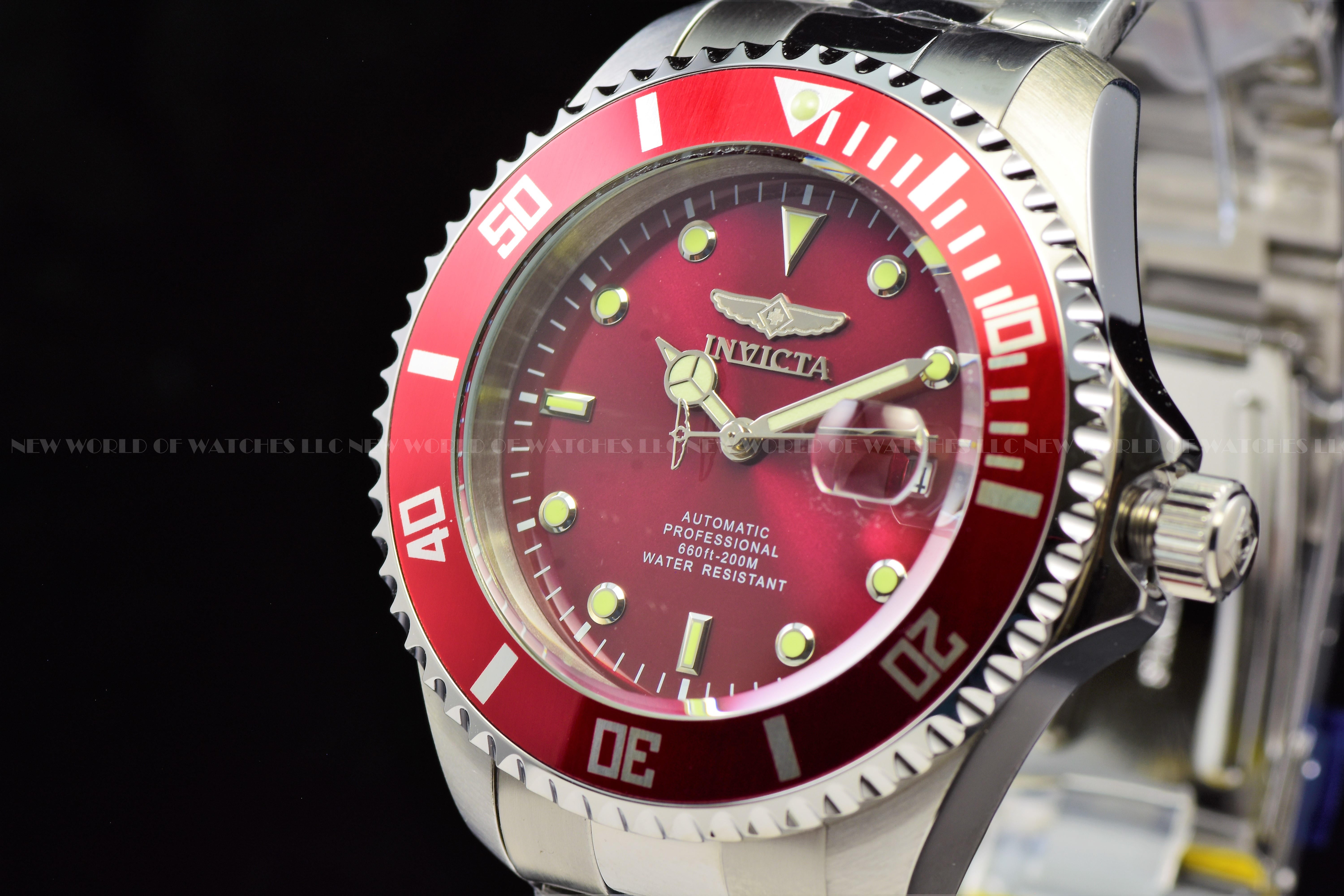 Invicta Mens 43mm Pro Diver AUTOMATIC NH35A BLOOD RED Dial Stainless Steel Watch