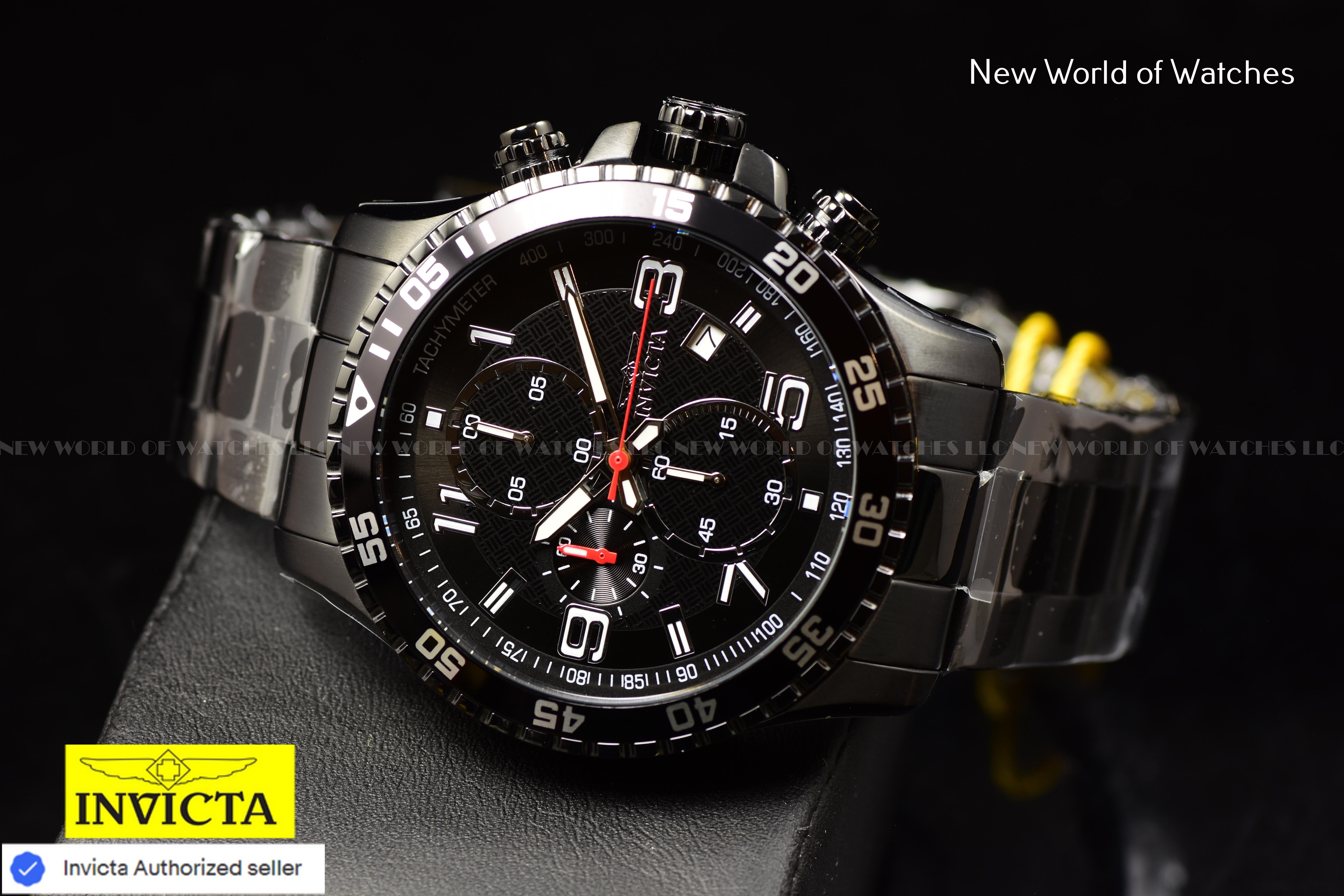 NEW Invicta Men's 45mm Specialty PILOT Chronograph COMBAT TRIPLE BLACK SS Watch