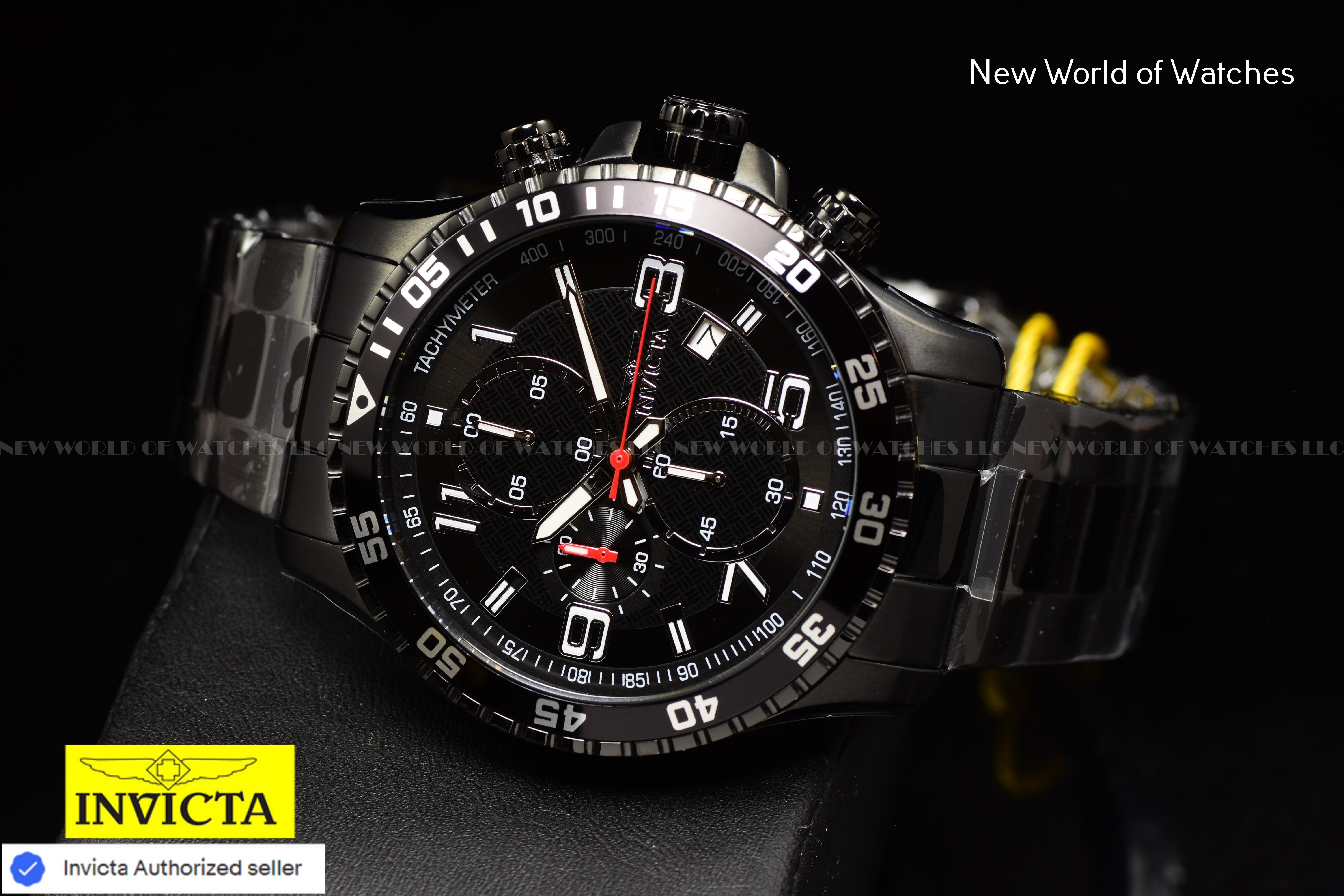 NEW Invicta Men's 45mm Specialty PILOT Chronograph COMBAT TRIPLE BLACK SS Watch