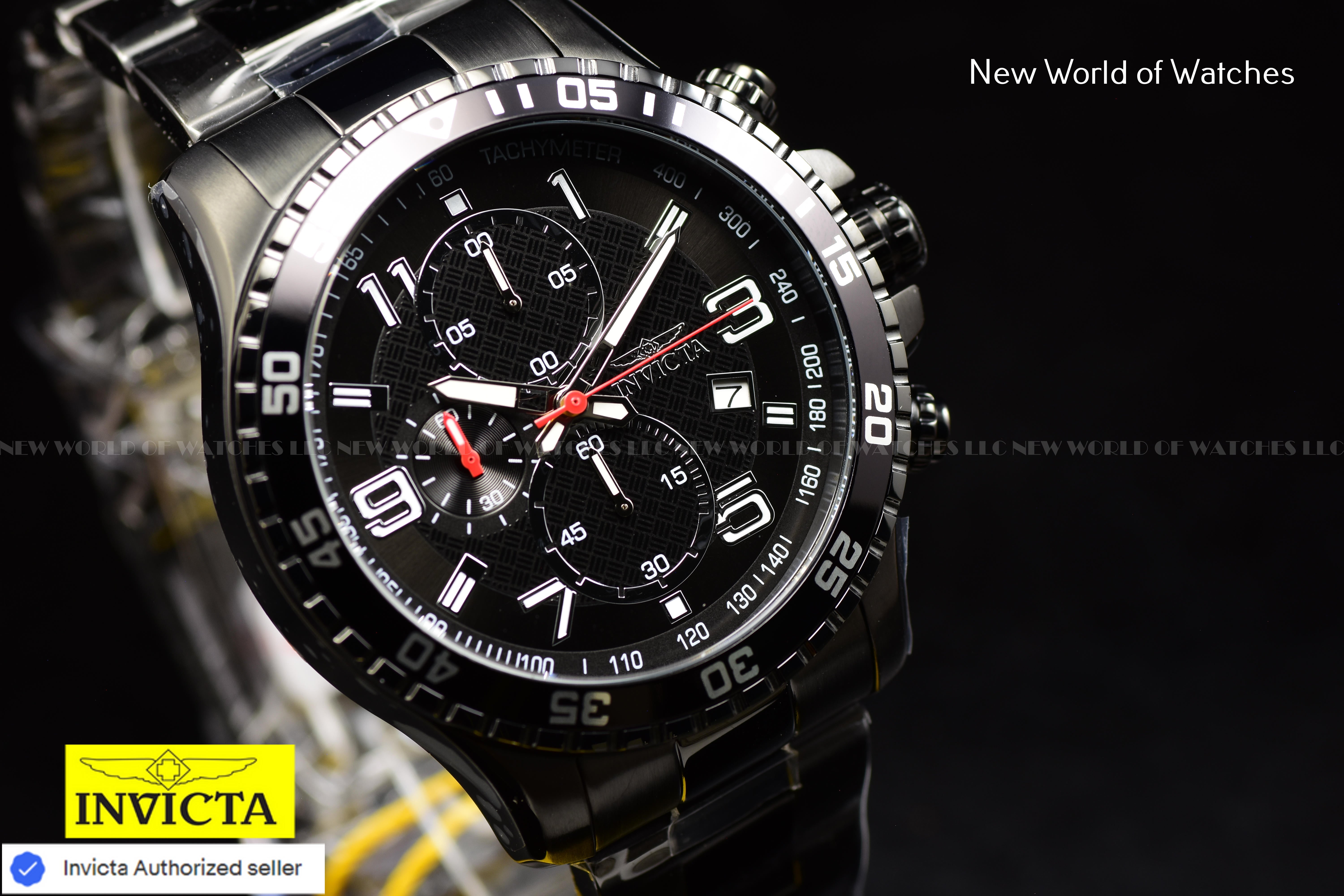 NEW Invicta Men's 45mm Specialty PILOT Chronograph COMBAT TRIPLE BLACK SS Watch