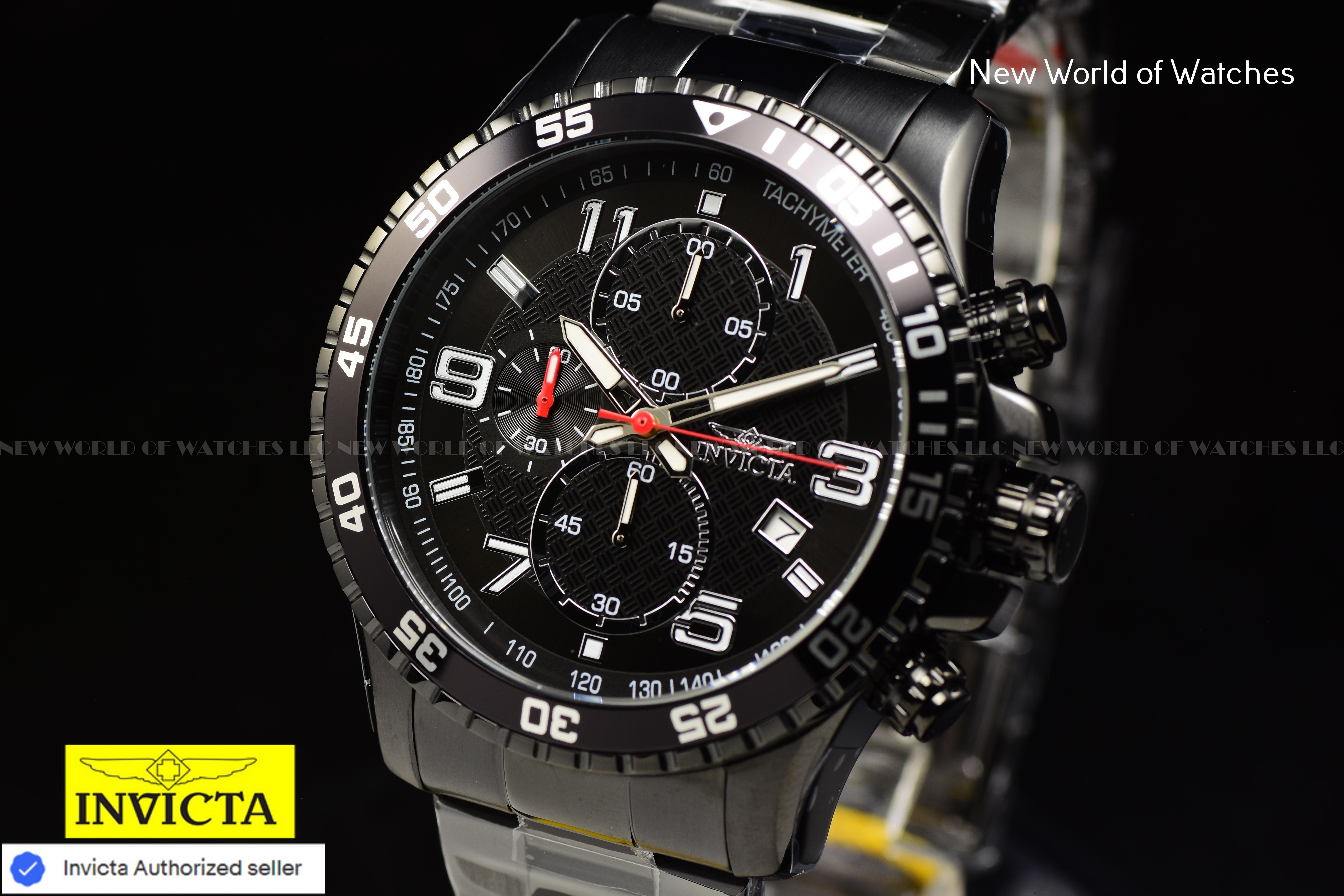NEW Invicta Men's 45mm Specialty PILOT Chronograph COMBAT TRIPLE BLACK SS Watch