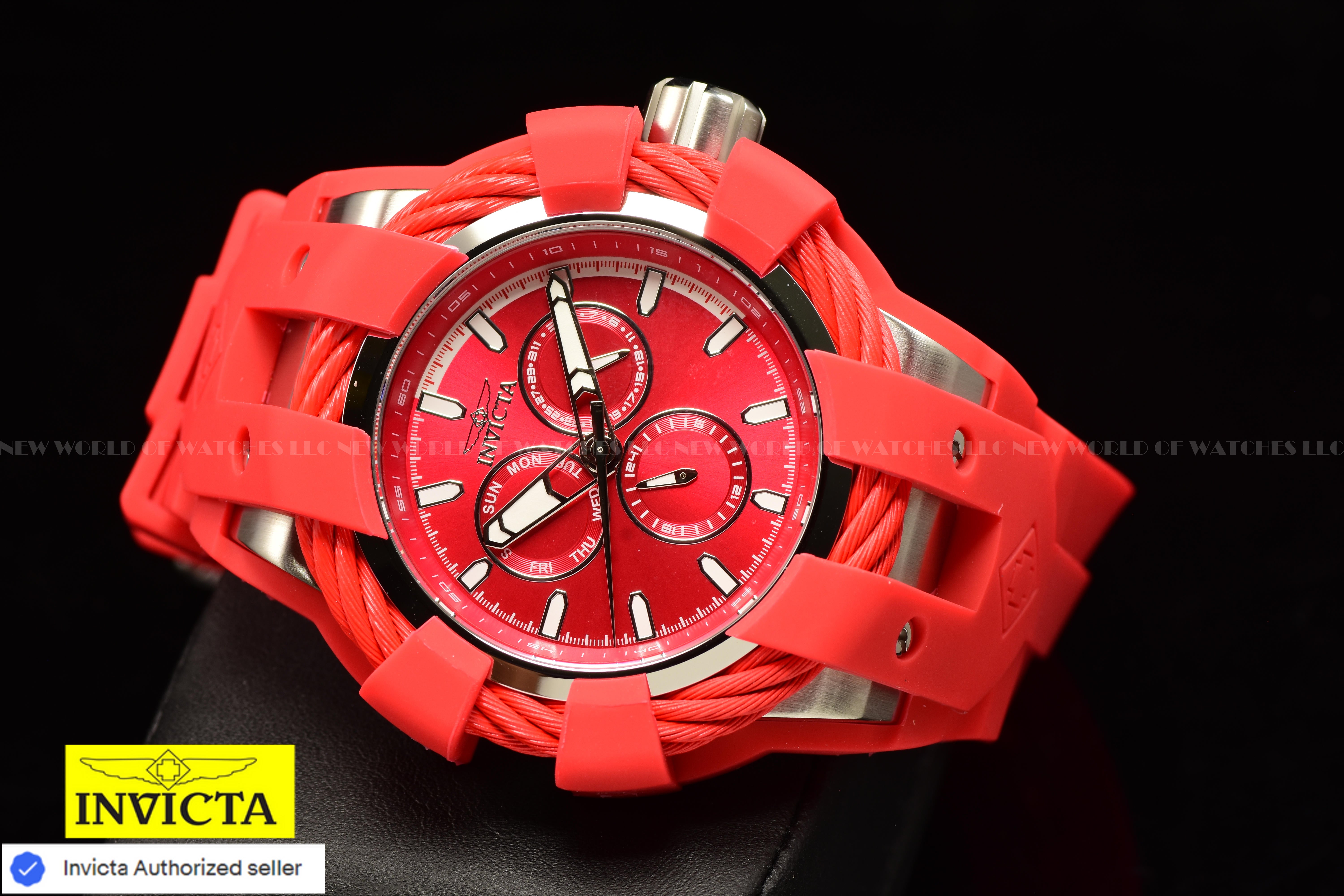 NEW Invicta Men's BOLT 50mm Chronograph Quartz BRIGHT RED Silicone Band Watch