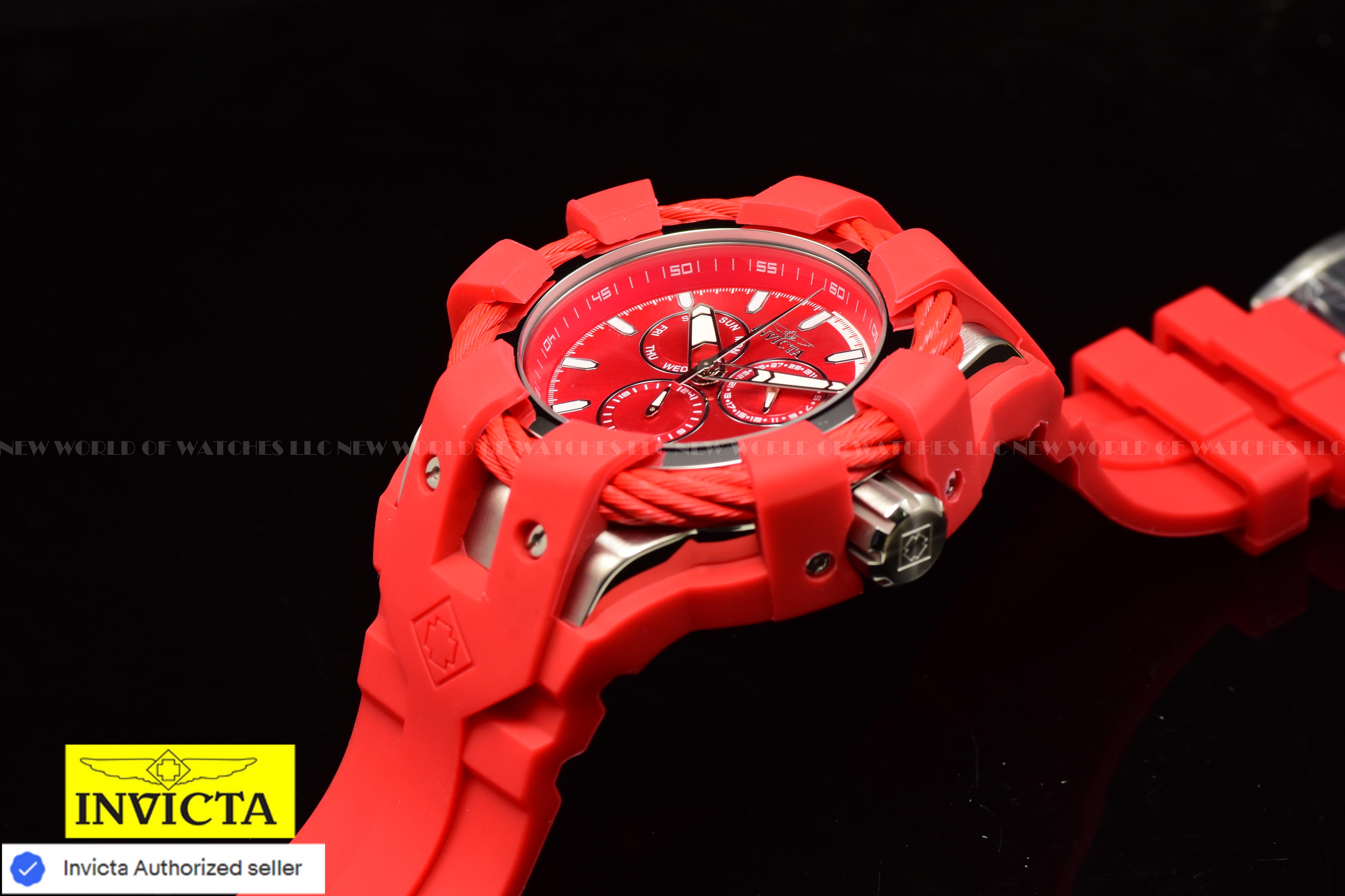 NEW Invicta Men's BOLT 50mm Chronograph Quartz BRIGHT RED Silicone Band Watch