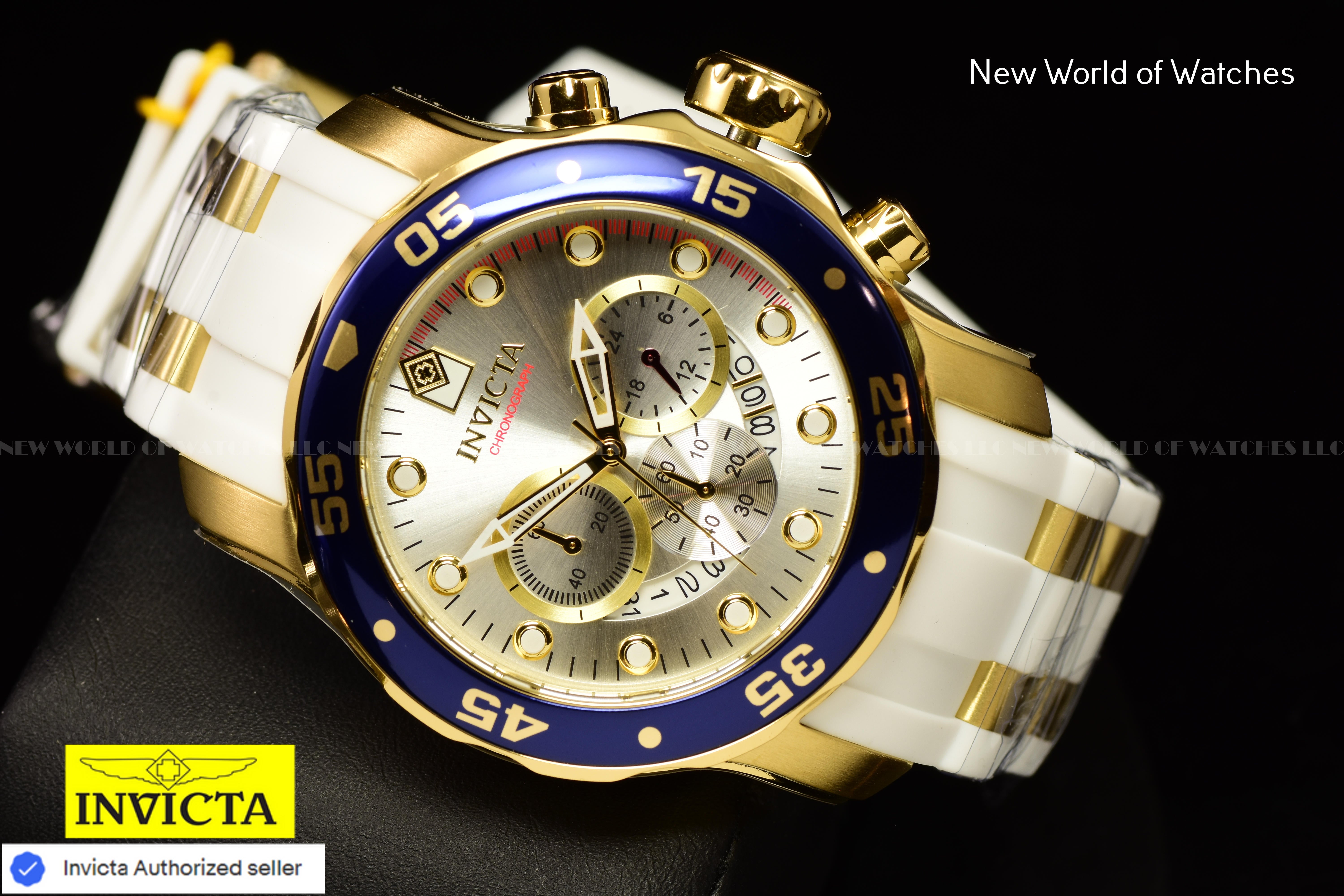 Invicta Men's Pro Diver SCUBA Chronograph Silver Dial 48mm Silicone Band Watch