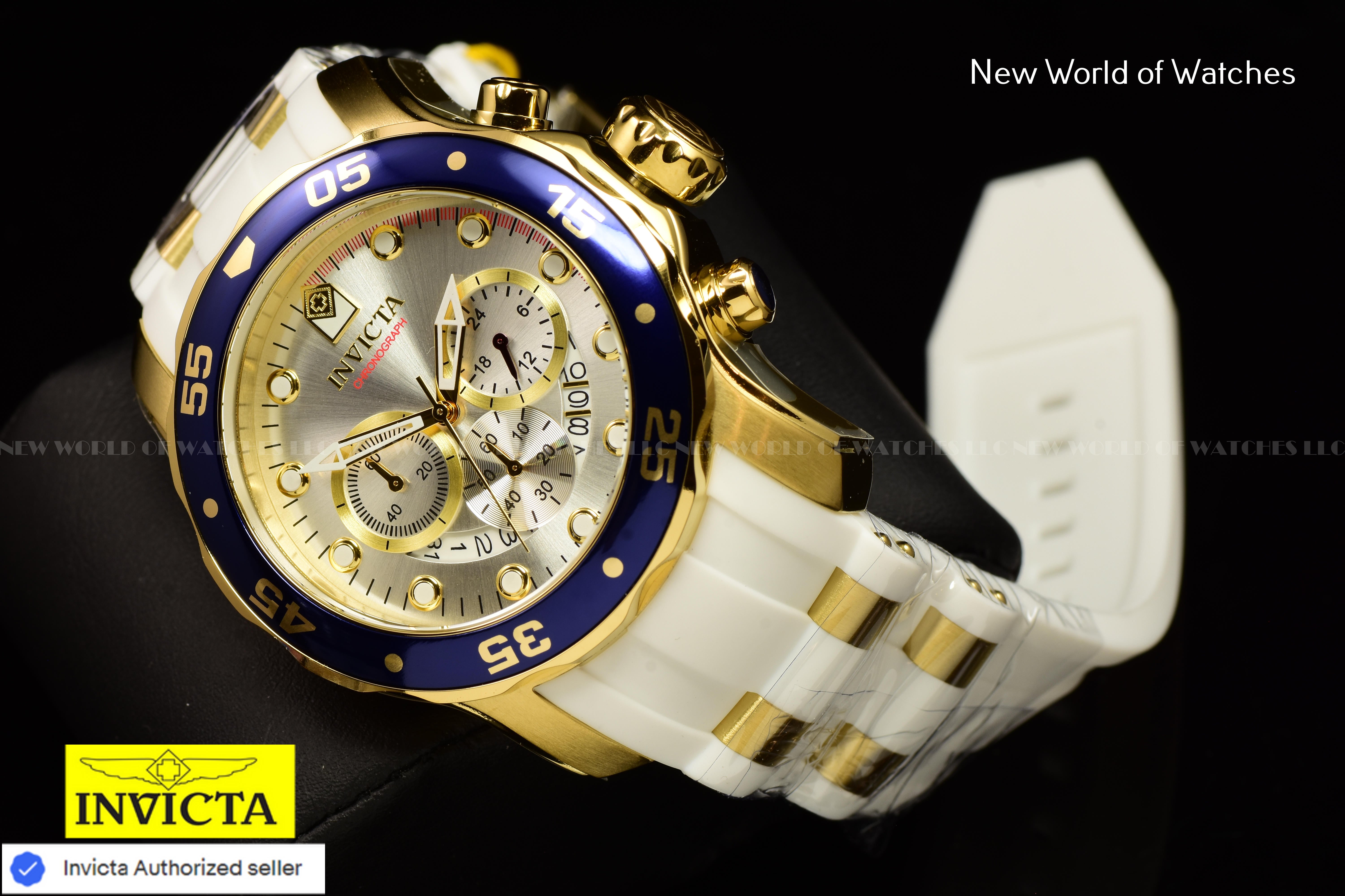 Invicta Men's Pro Diver SCUBA Chronograph Silver Dial 48mm Silicone Band Watch