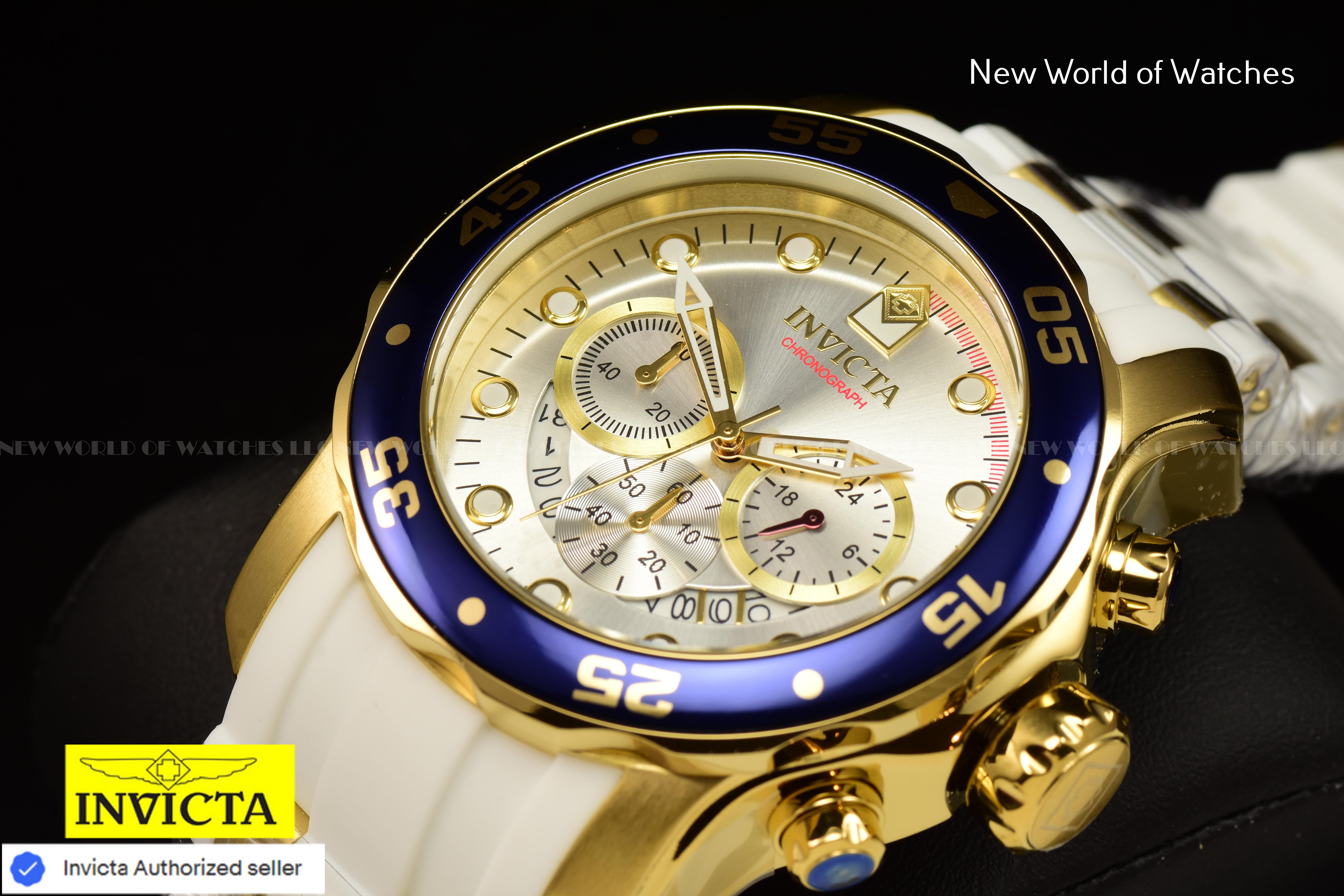 Invicta Men's Pro Diver SCUBA Chronograph Silver Dial 48mm Silicone Band Watch