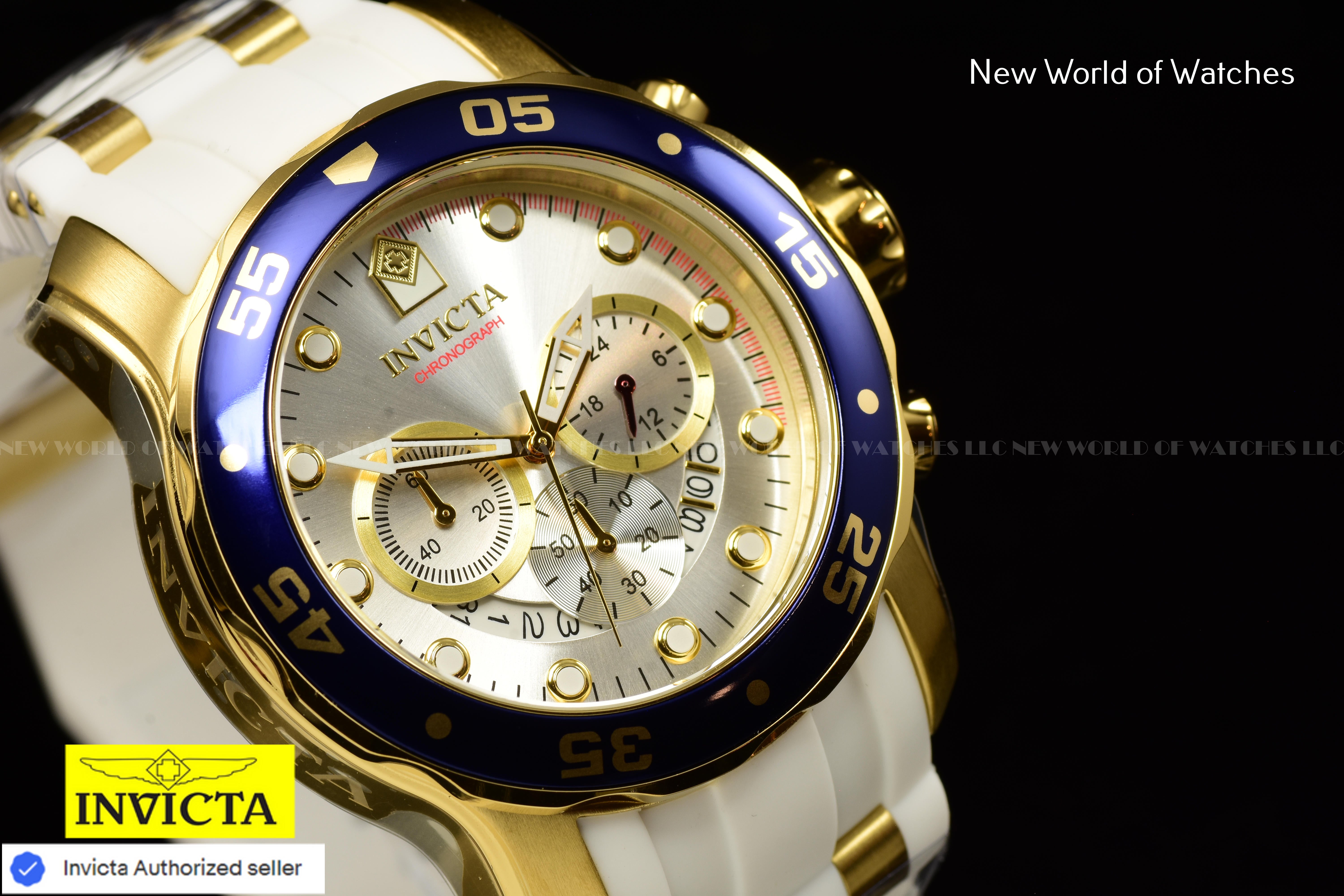 Invicta Men's Pro Diver SCUBA Chronograph Silver Dial 48mm Silicone Band Watch
