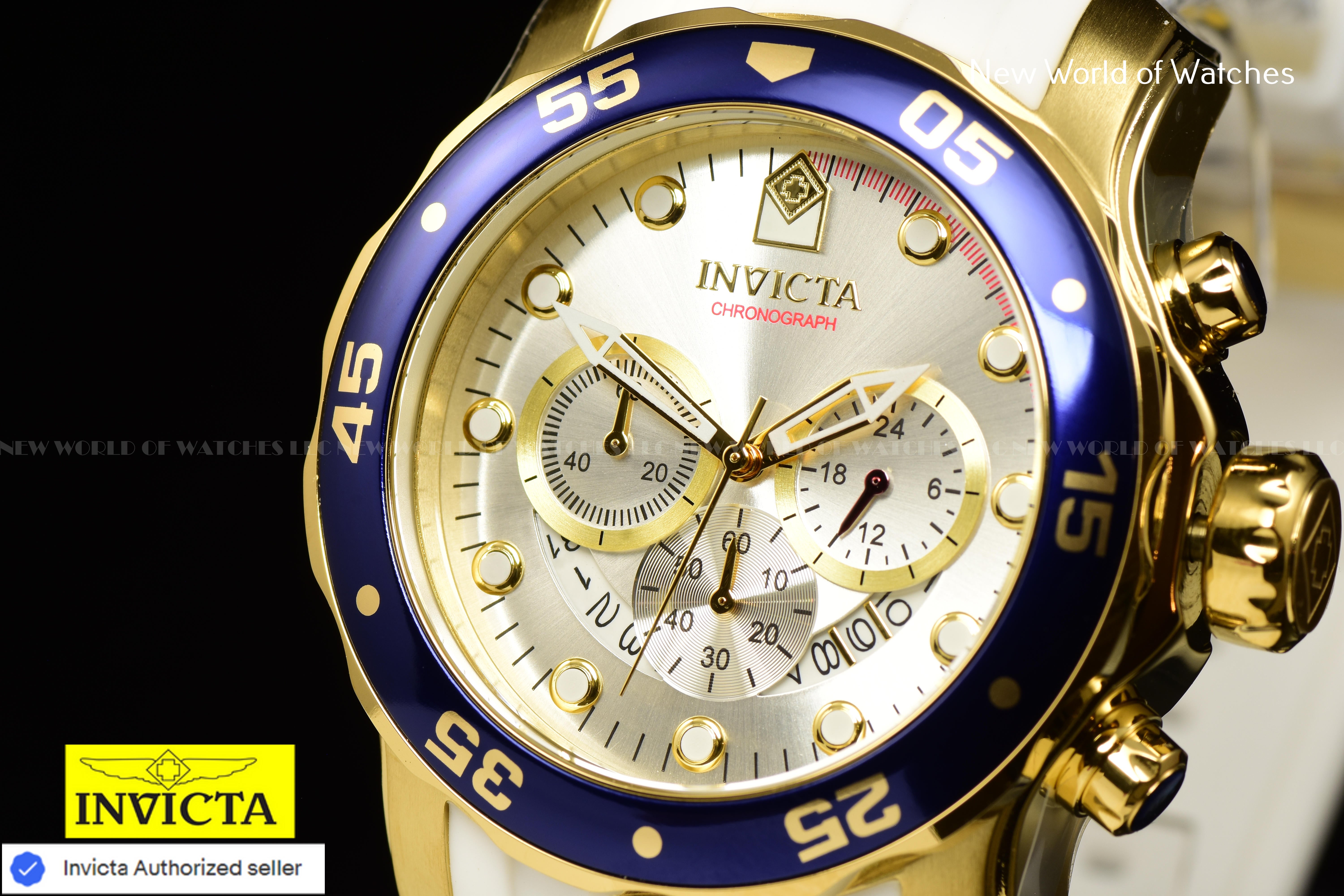 Invicta Men's Pro Diver SCUBA Chronograph Silver Dial 48mm Silicone Band Watch