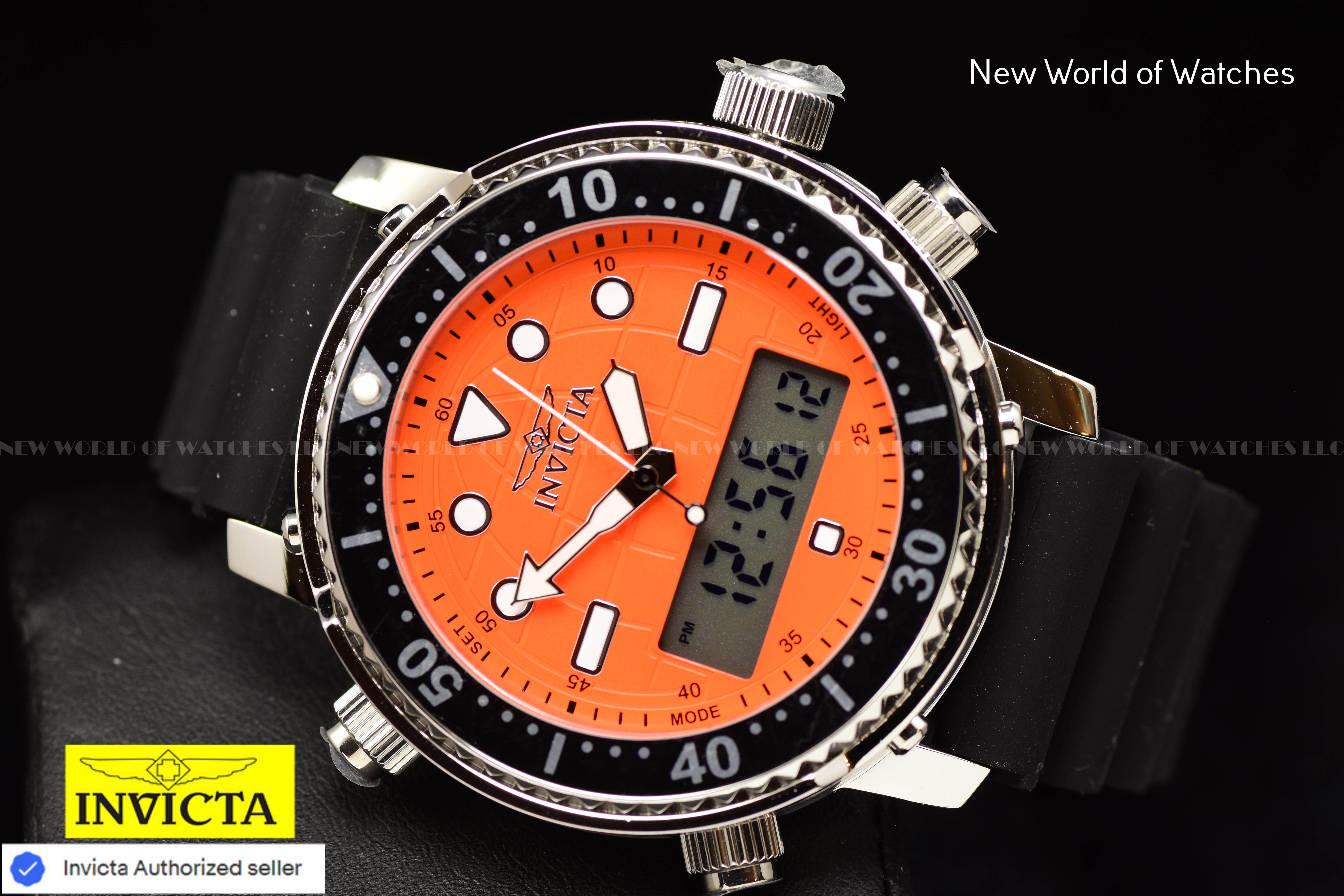 NEW Invicta Men's Pro Diver 47mm LUMINOUS BEZEL Digi Quartz Silicone Strap Watch