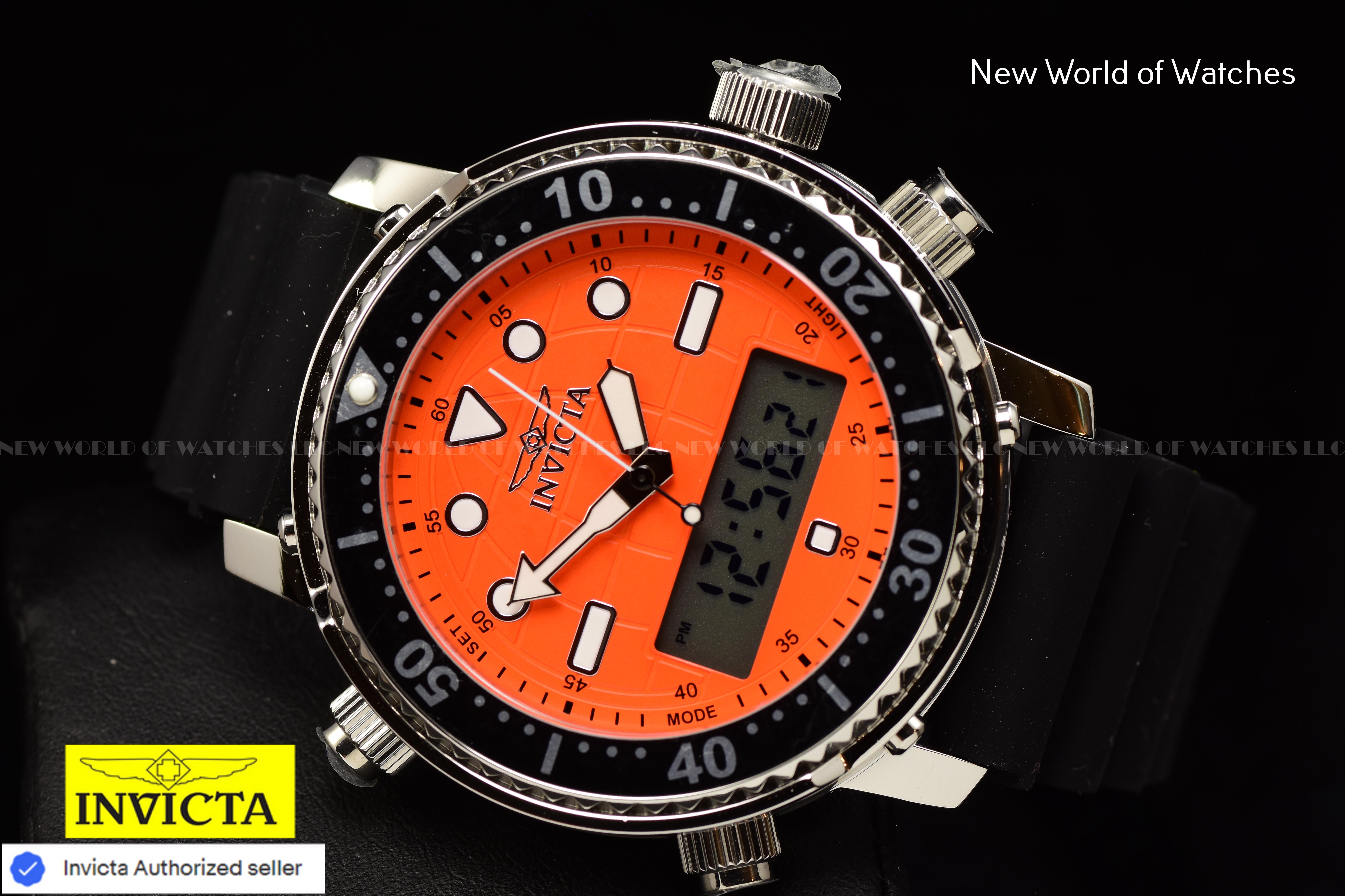 NEW Invicta Men's Pro Diver 47mm LUMINOUS BEZEL Digi Quartz Silicone Strap Watch