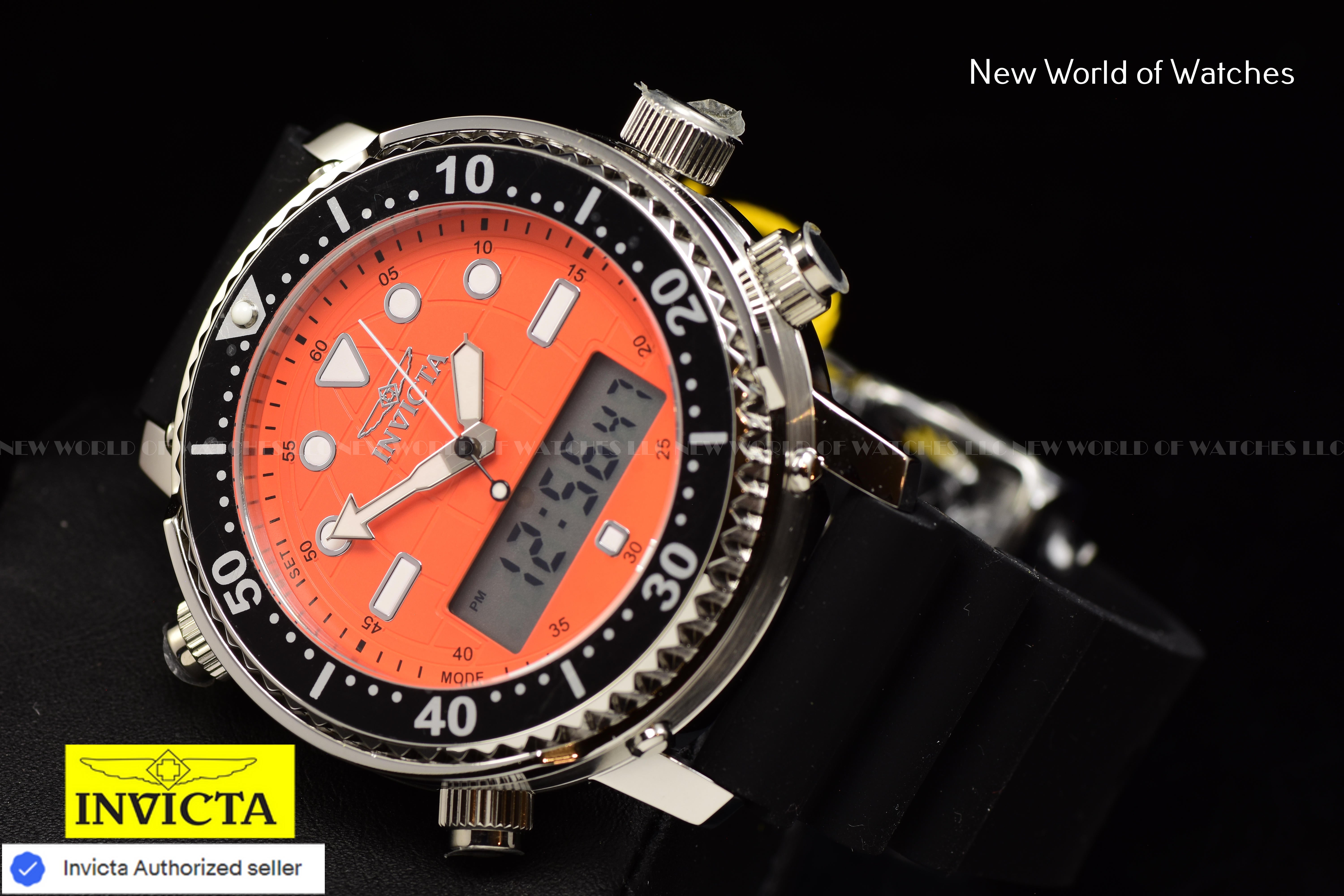 NEW Invicta Men's Pro Diver 47mm LUMINOUS BEZEL Digi Quartz Silicone Strap Watch