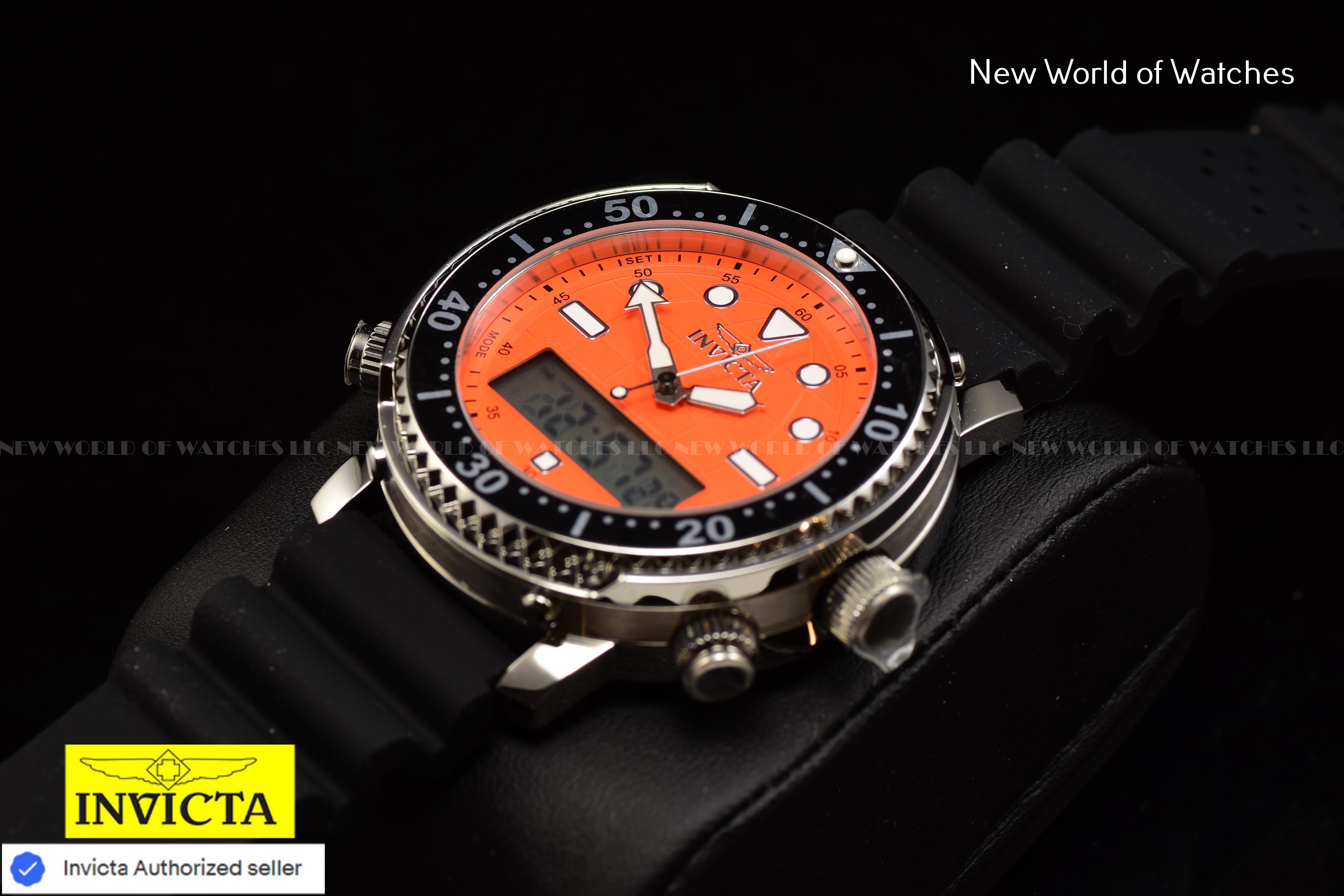 NEW Invicta Men's Pro Diver 47mm LUMINOUS BEZEL Digi Quartz Silicone Strap Watch