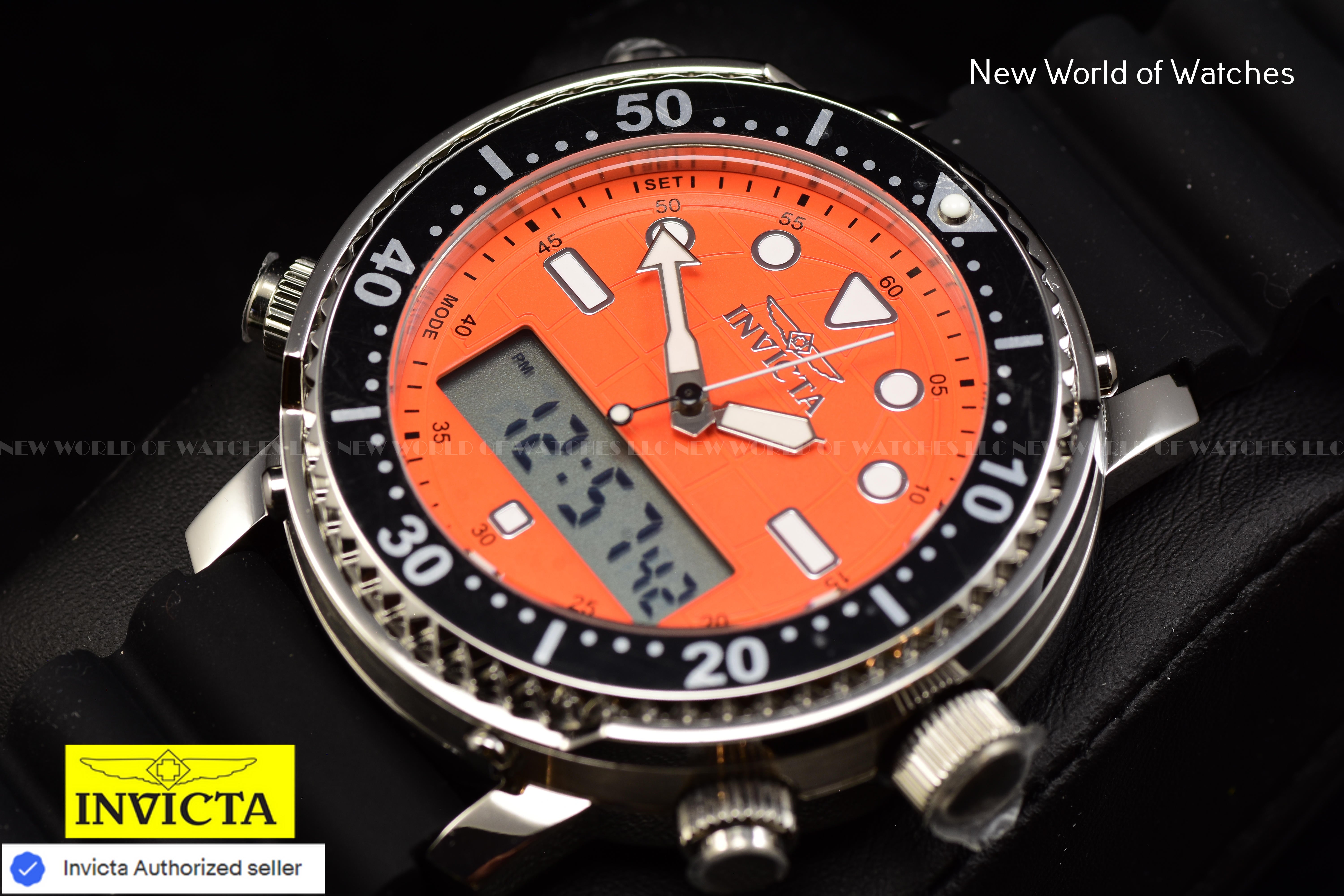 NEW Invicta Men's Pro Diver 47mm LUMINOUS BEZEL Digi Quartz Silicone Strap Watch