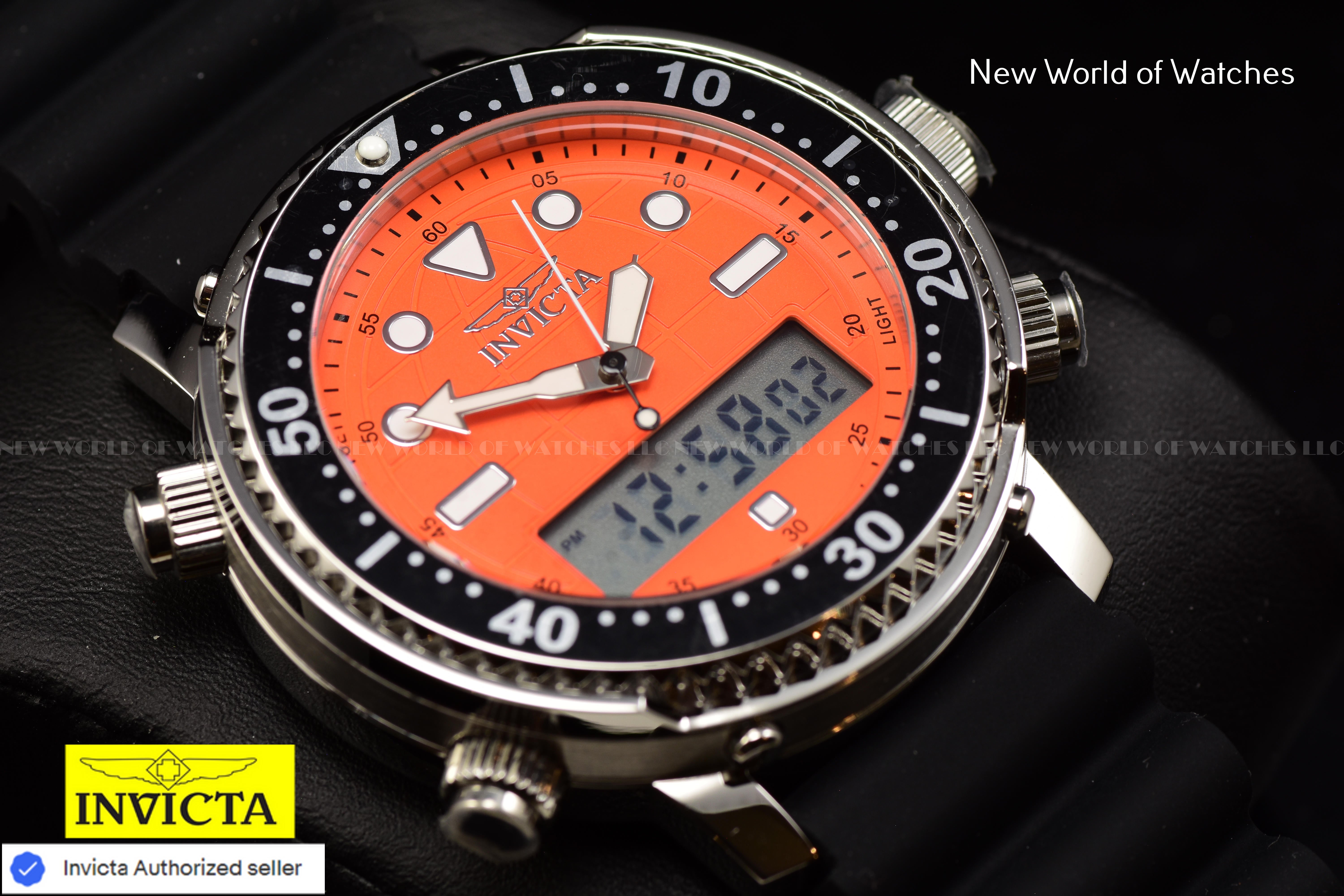 NEW Invicta Men's Pro Diver 47mm LUMINOUS BEZEL Digi Quartz Silicone Strap Watch