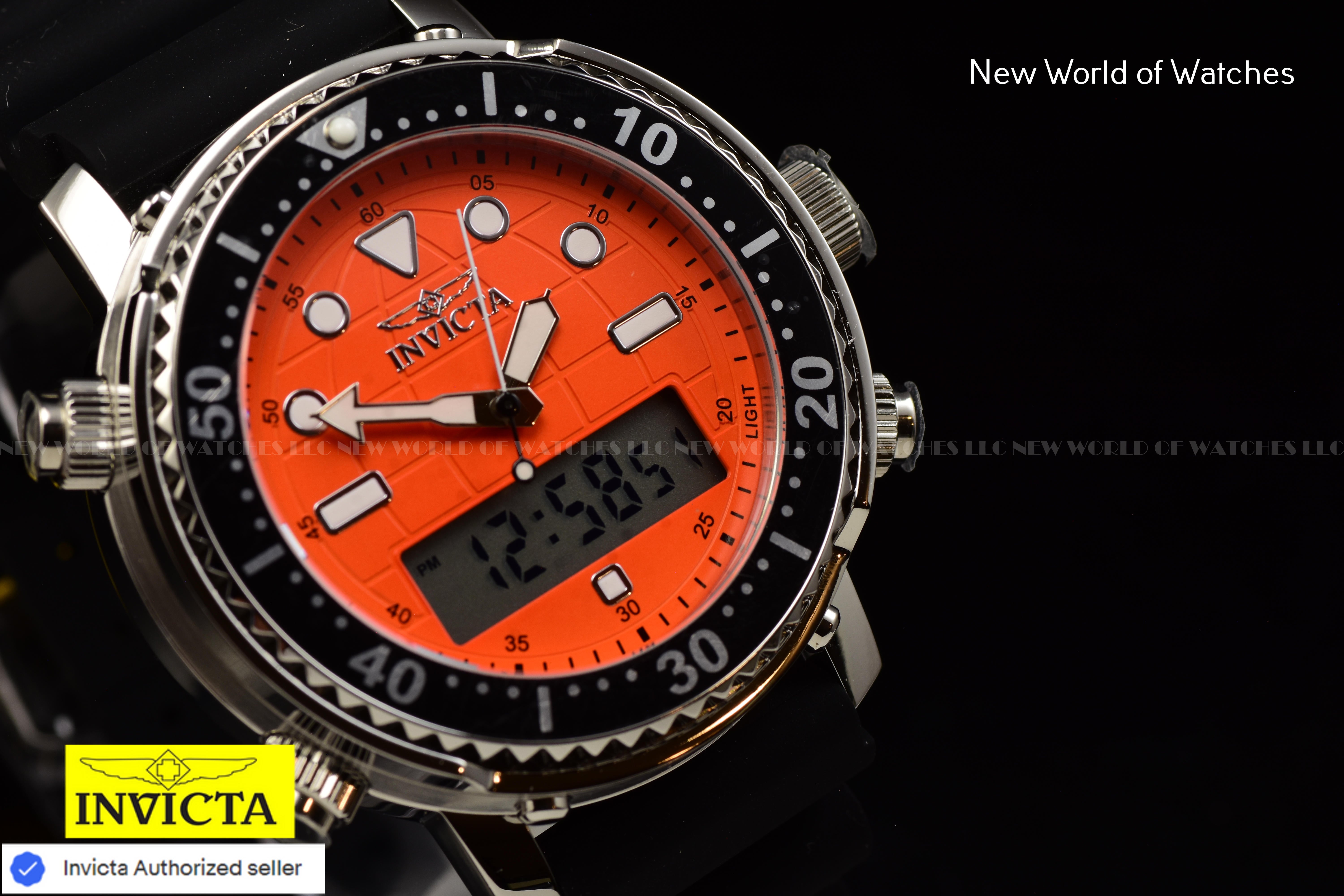NEW Invicta Men's Pro Diver 47mm LUMINOUS BEZEL Digi Quartz Silicone Strap Watch