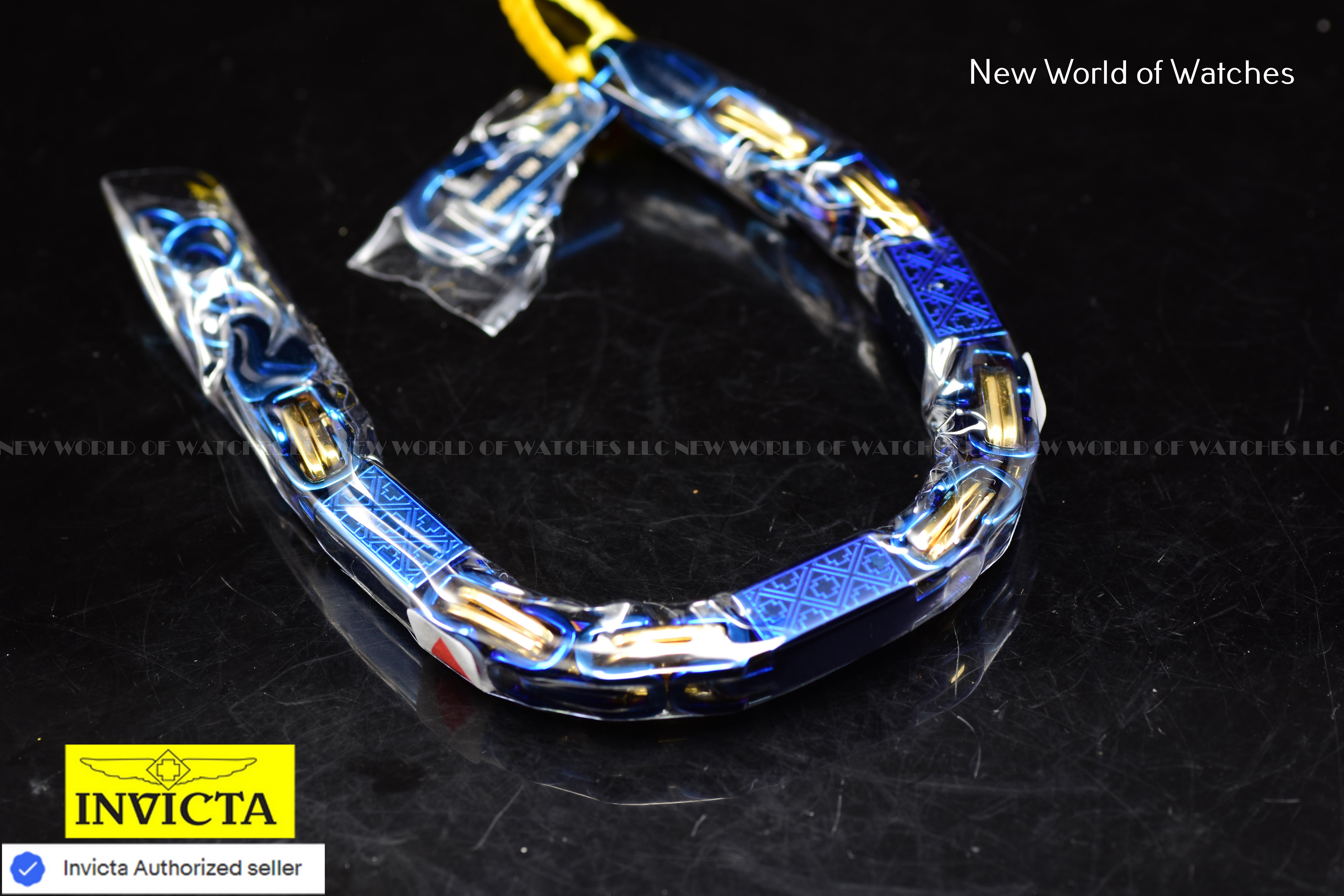 Invicta Men's Bracelet Elements Two Tone Dark Blue and Yellow Gold 39608