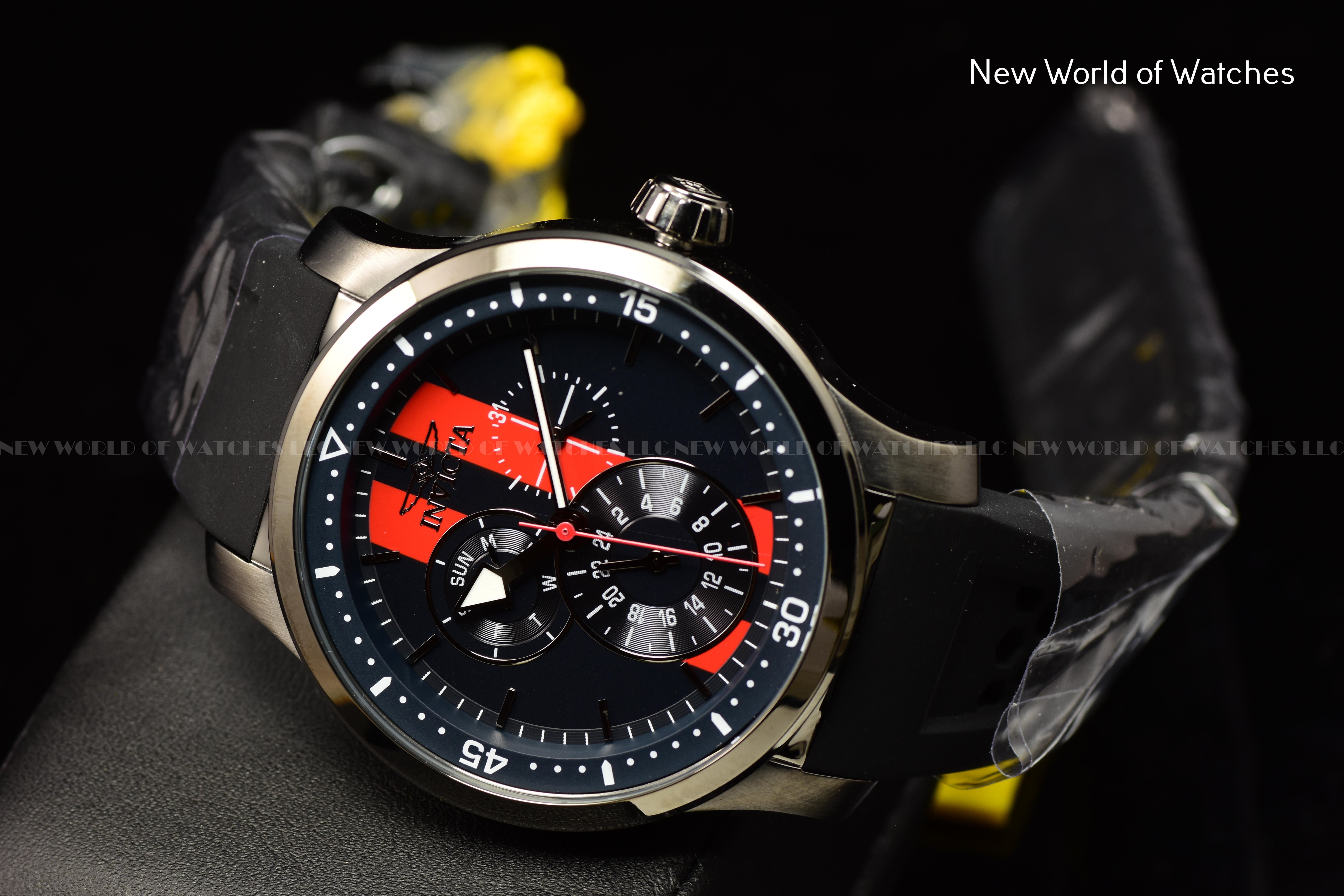 Invicta Men's S1 RALLY 45mm NAVY BLUE/RED Dial Quartz Silicone Band Watch