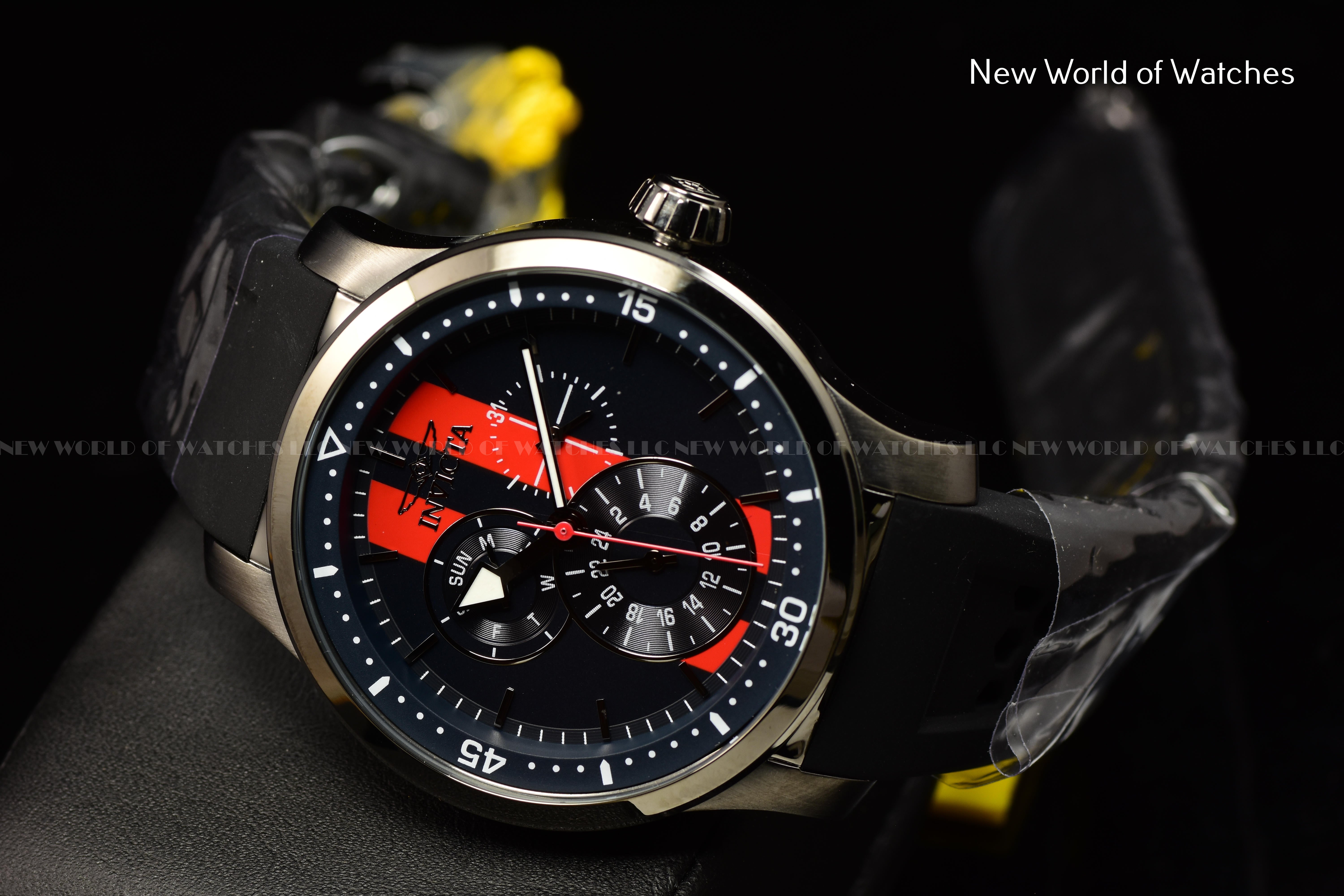 Invicta Men's S1 RALLY 45mm NAVY BLUE/RED Dial Quartz Silicone Band Watch