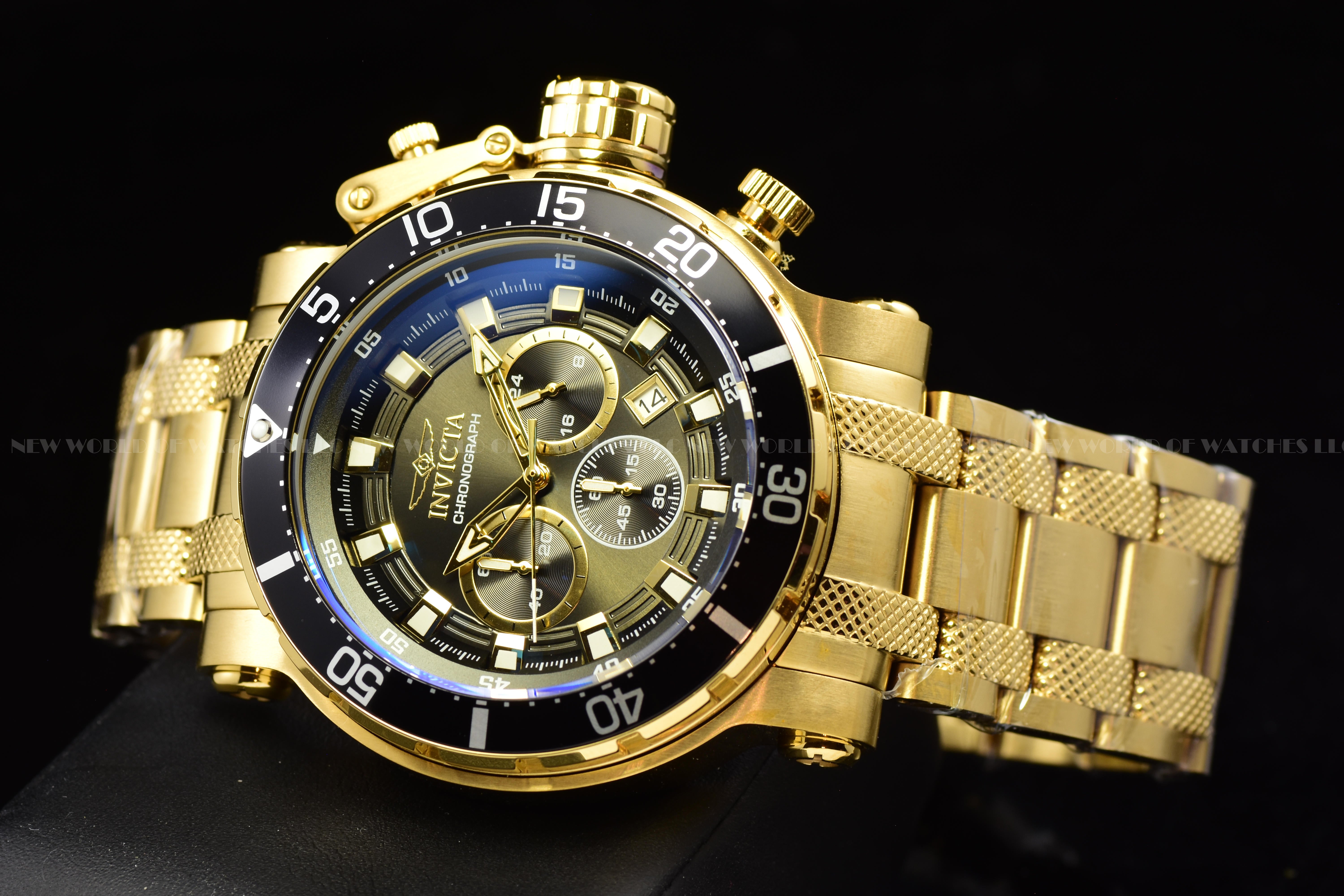 Invicta Men Coalition Forces 52mm Gold Black Quartz Japan Stainless Steel Watch