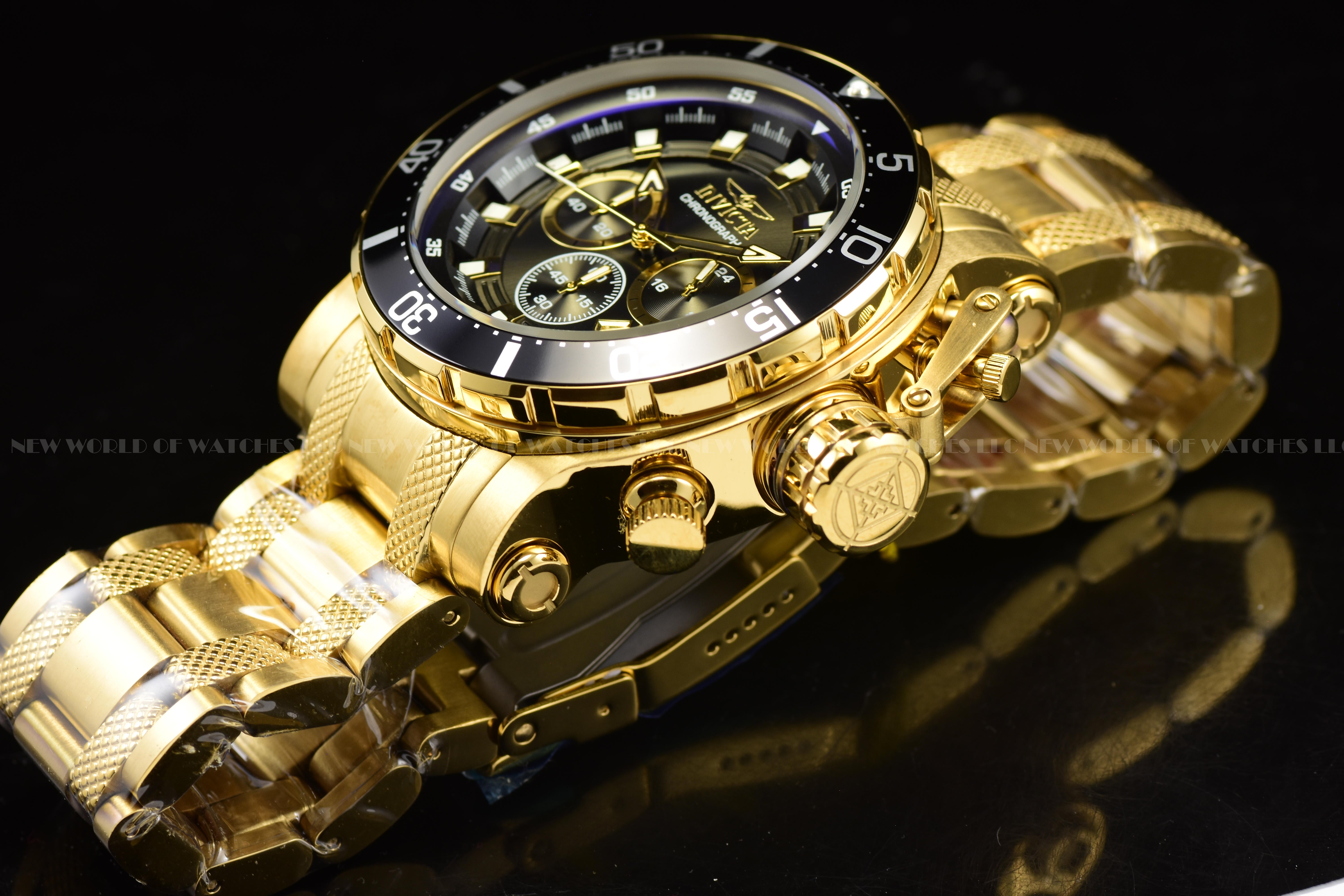 Invicta Men Coalition Forces 52mm Gold Black Quartz Japan Stainless Steel Watch