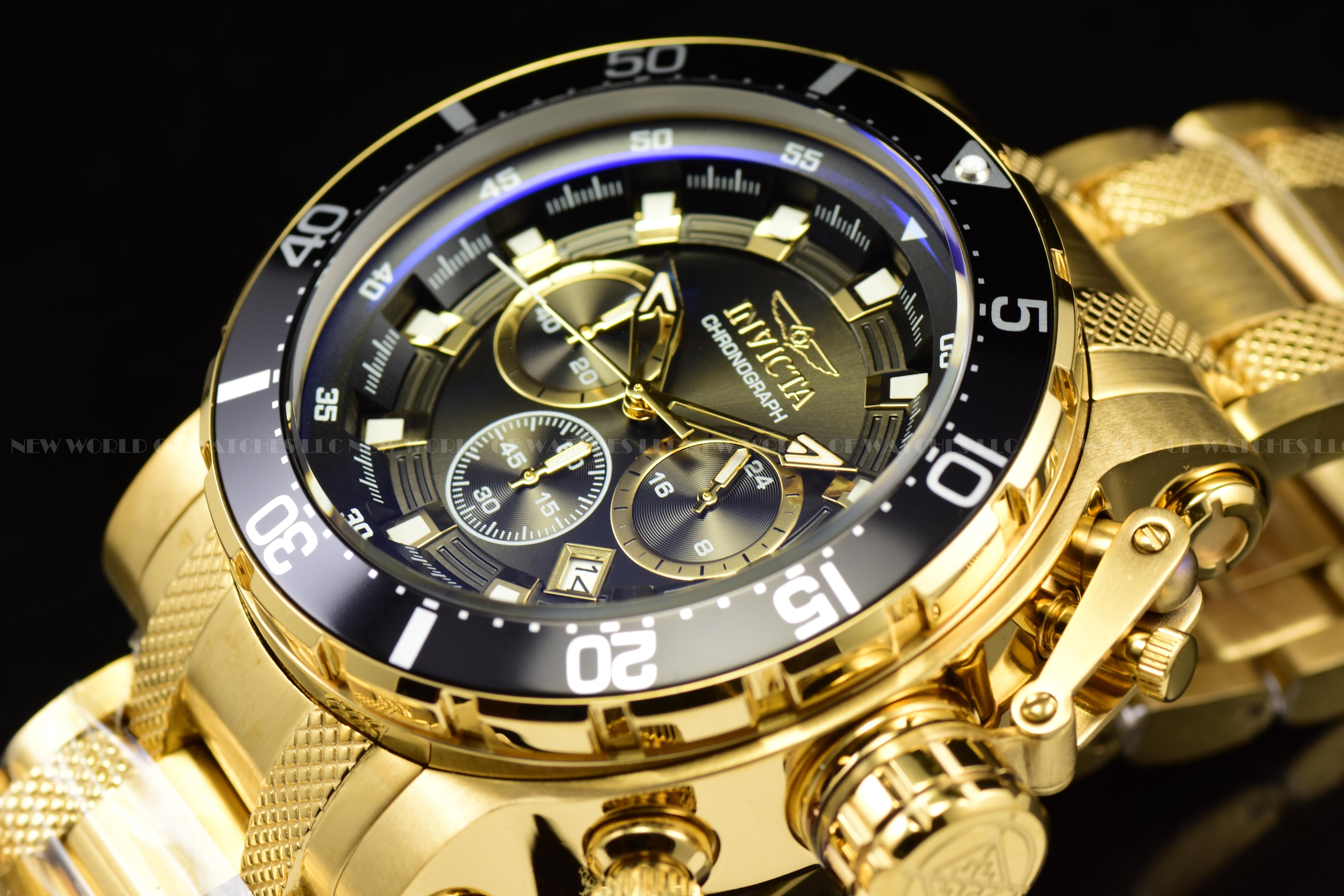 Invicta Men Coalition Forces 52mm Gold Black Quartz Japan Stainless Steel Watch