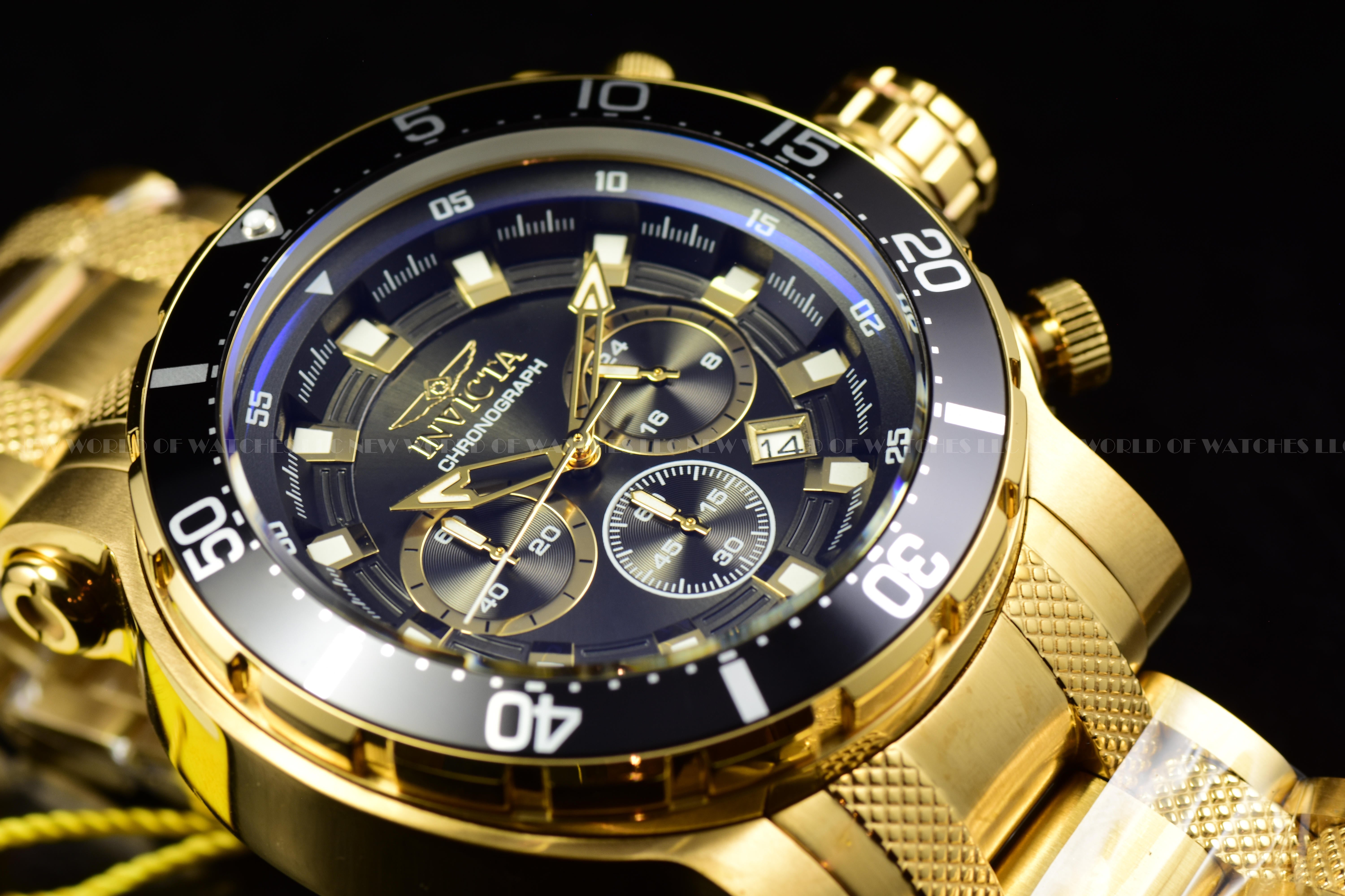 Invicta Men Coalition Forces 52mm Gold Black Quartz Japan Stainless Steel Watch