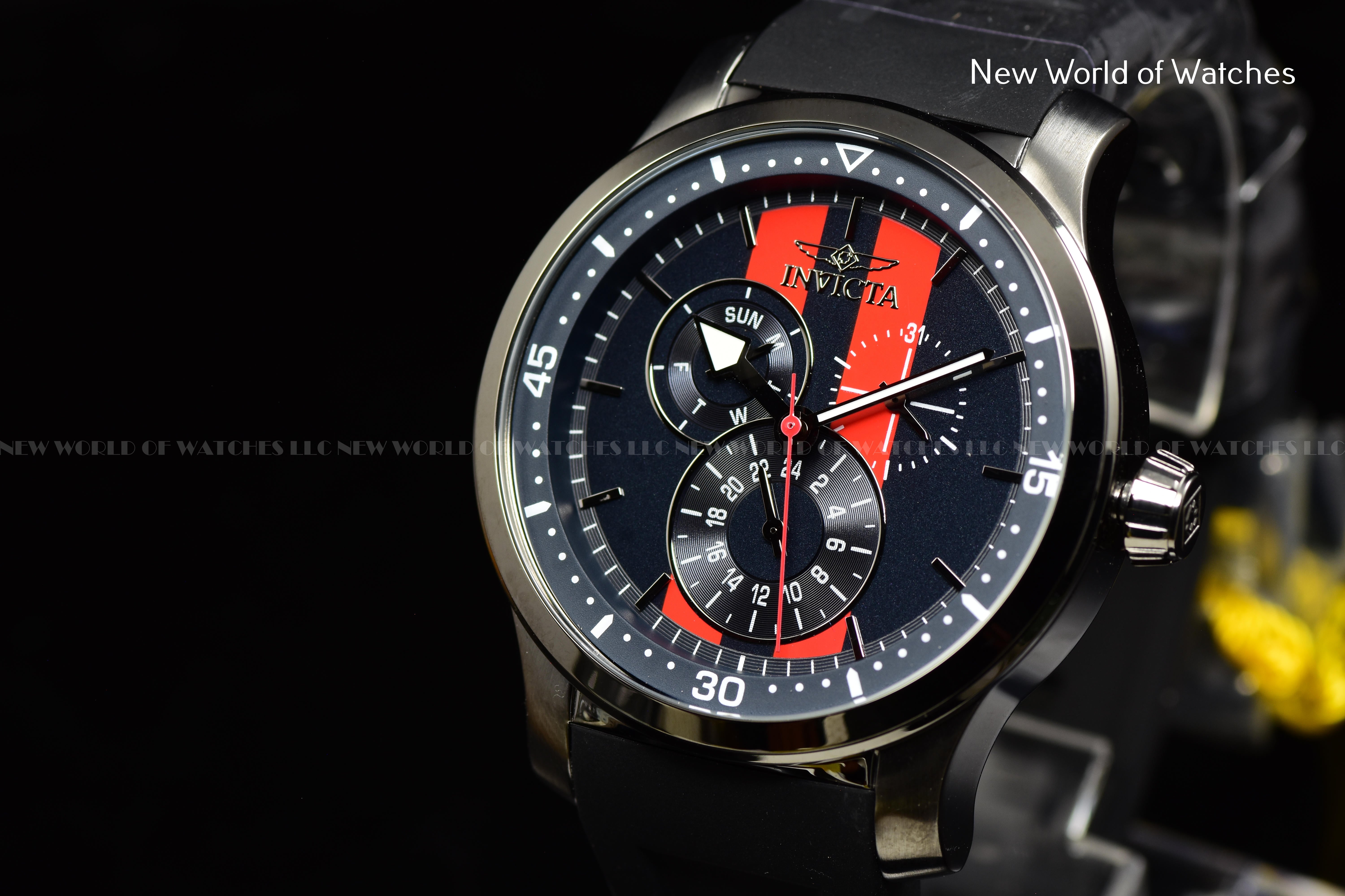 Invicta Men's S1 RALLY 45mm NAVY BLUE/RED Dial Quartz Silicone Band Watch