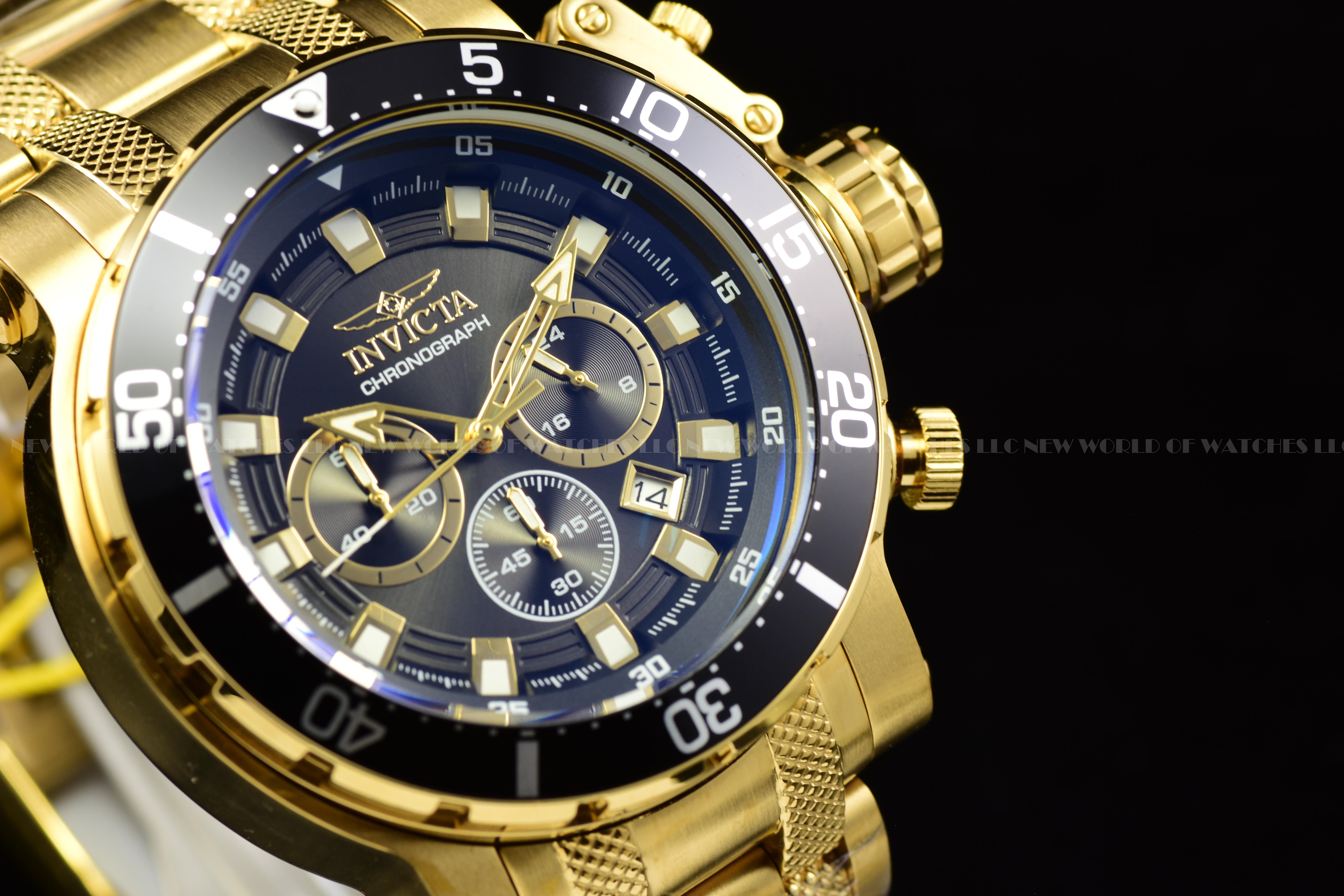 Invicta Men Coalition Forces 52mm Gold Black Quartz Japan Stainless Steel Watch