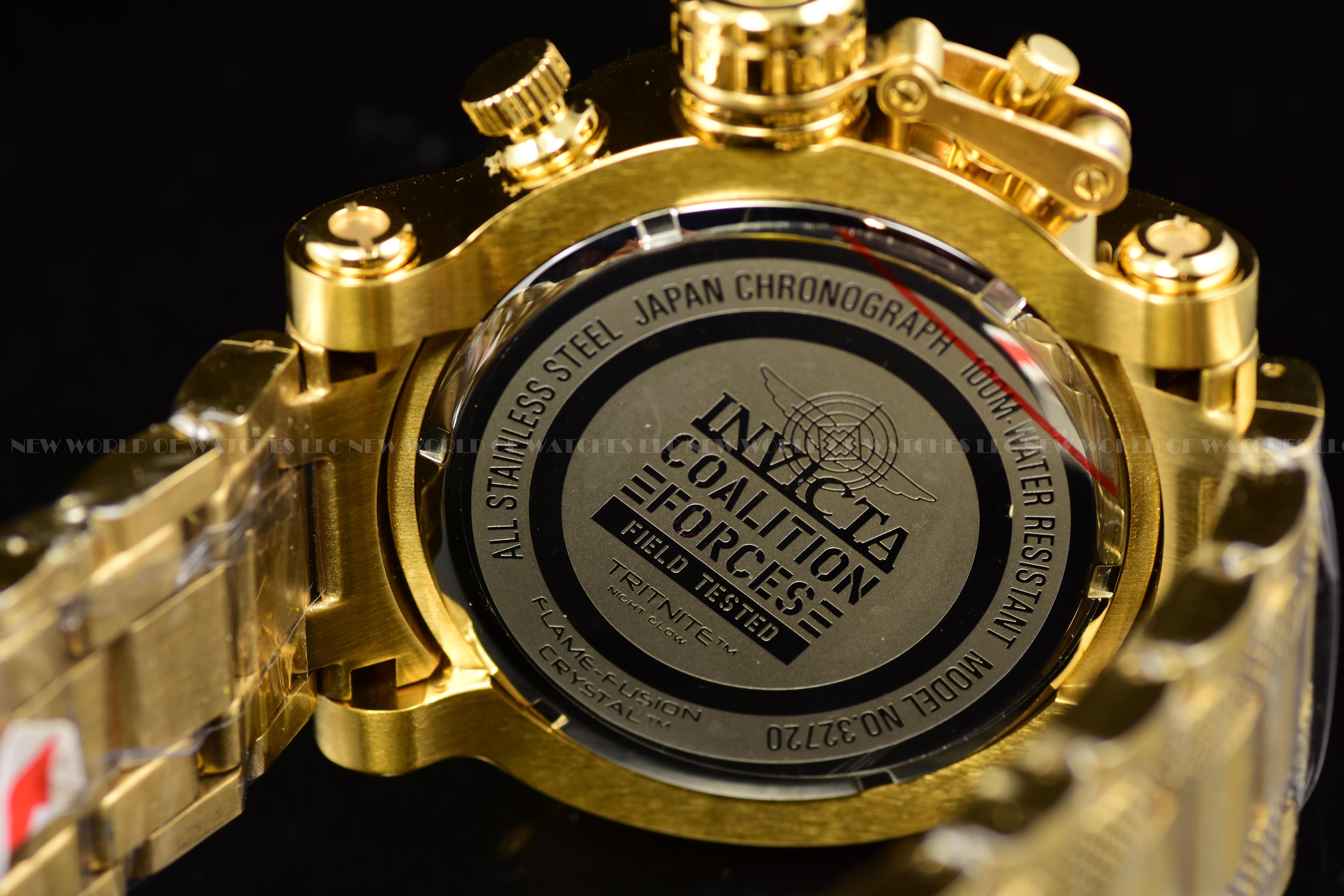 Invicta Men Coalition Forces 52mm Gold Black Quartz Japan Stainless Steel Watch