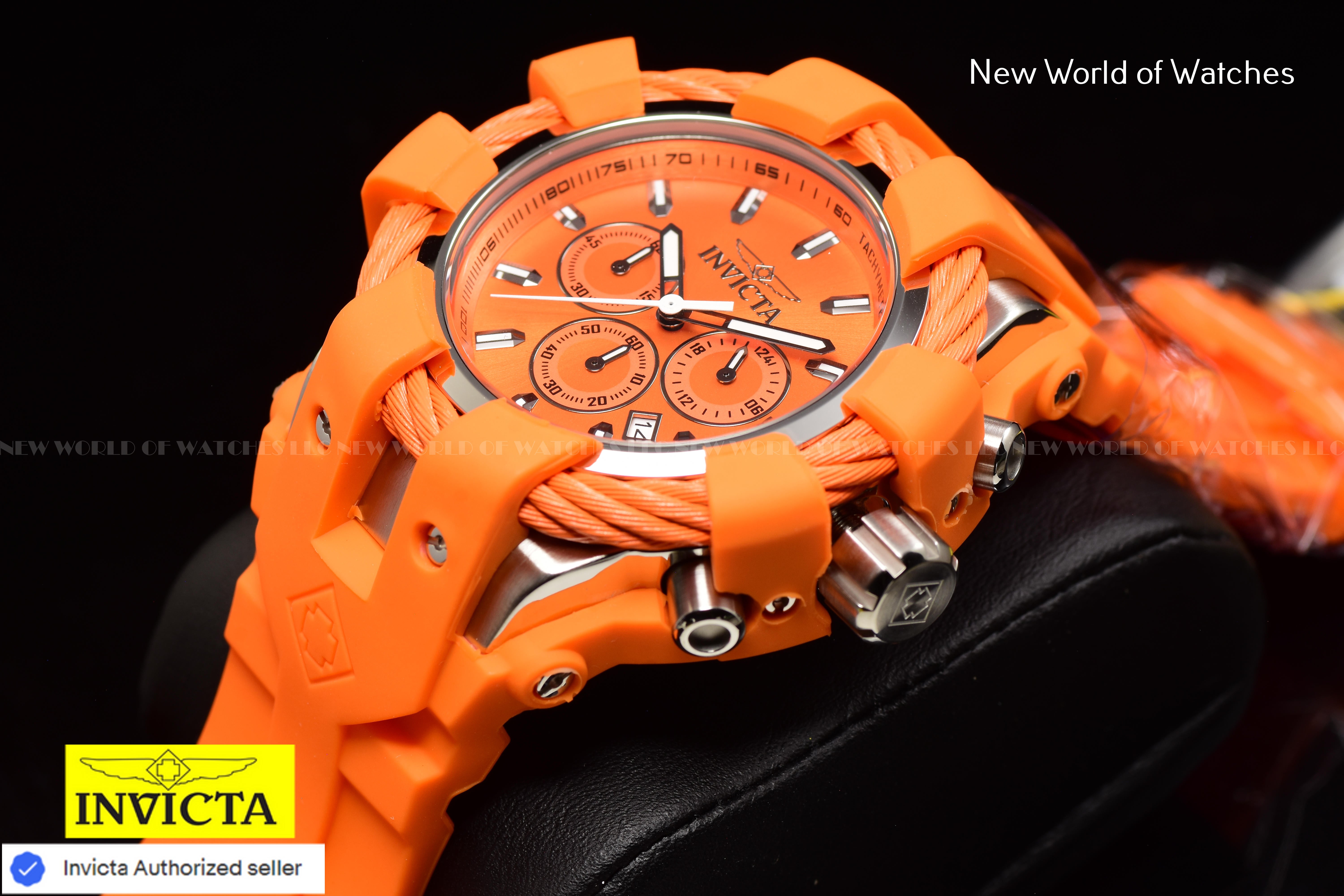 Invicta Men's BOLT 50mm Chronograph Dial Quartz SIlicone Band ORANGE Watch