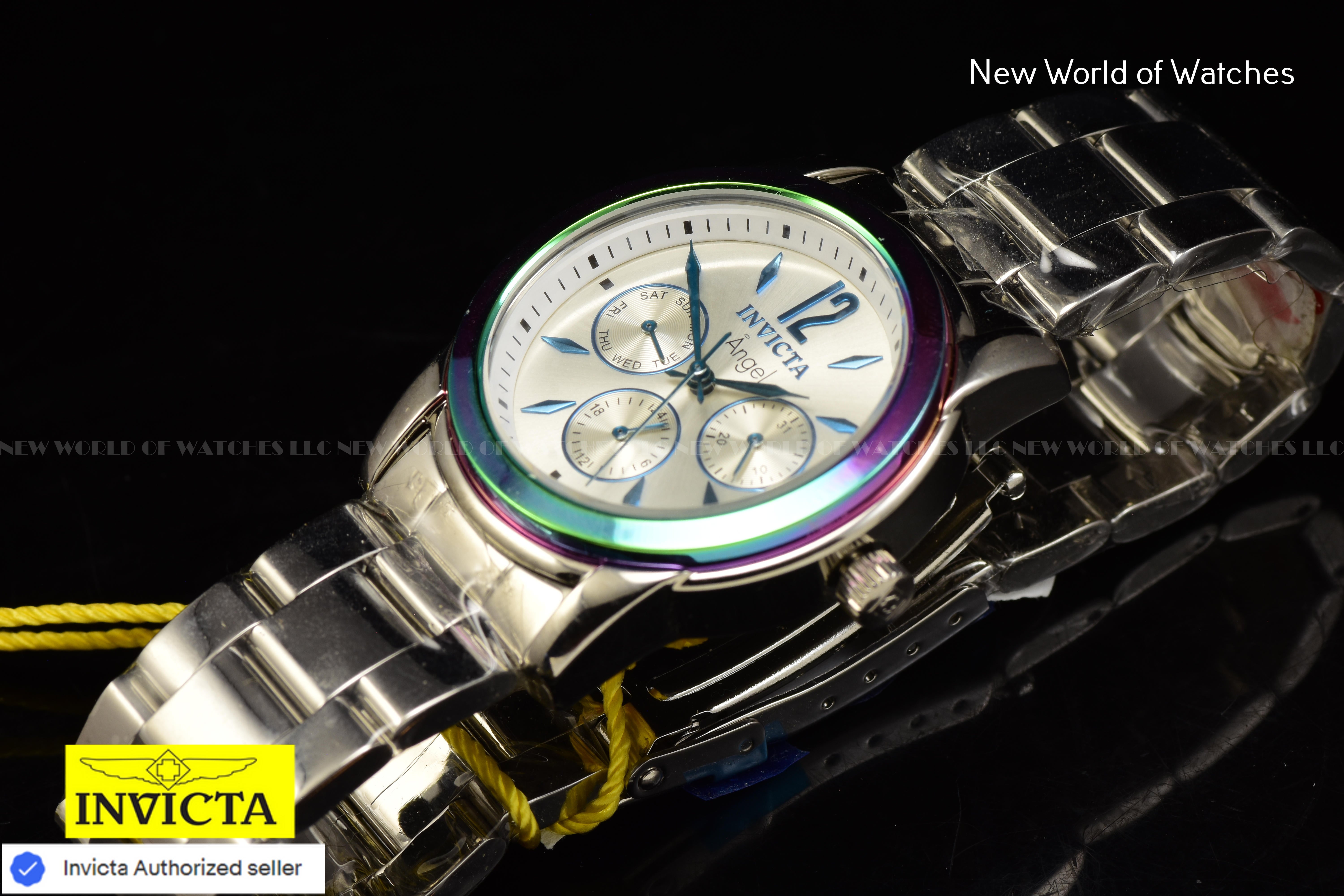 Invicta Angel Zager Exclusive 38mm Iridescent Case Stainless Steel Silver Watch
