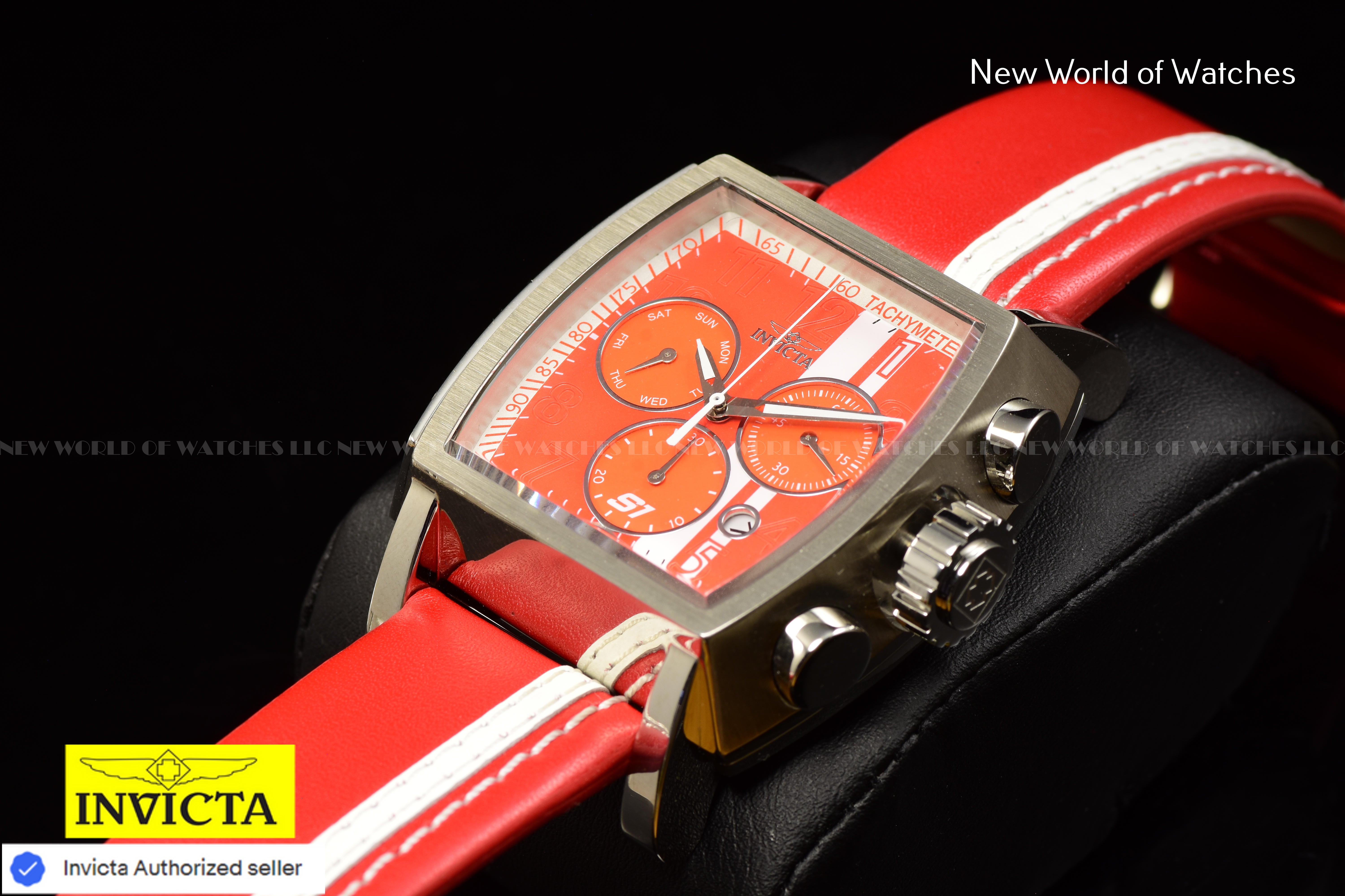 Invicta S1 RALLY Race Team 48mm Chronograph RED/WHITE Dial Men's Leather Watch