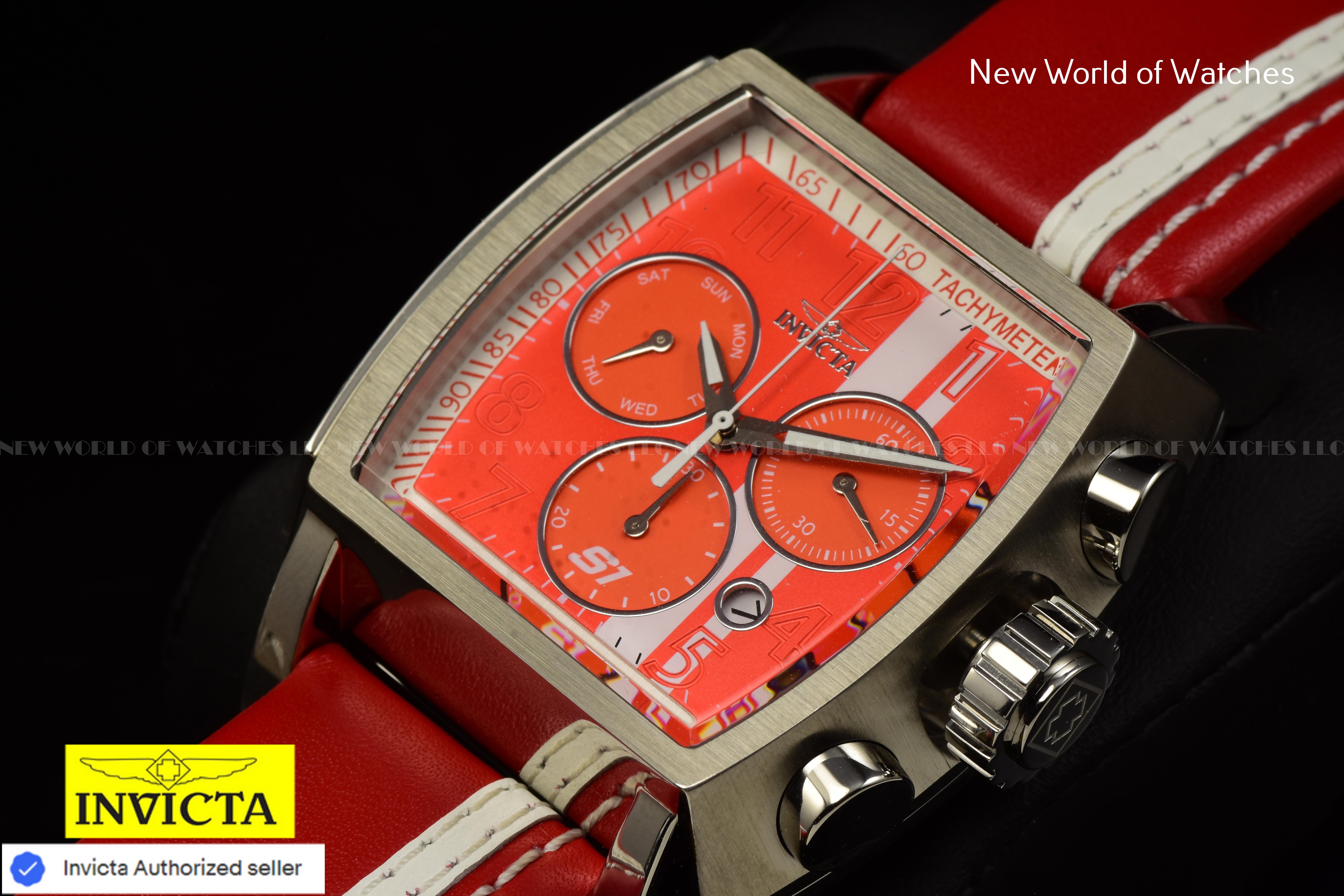 Invicta S1 RALLY Race Team 48mm Chronograph RED/WHITE Dial Men's Leather Watch