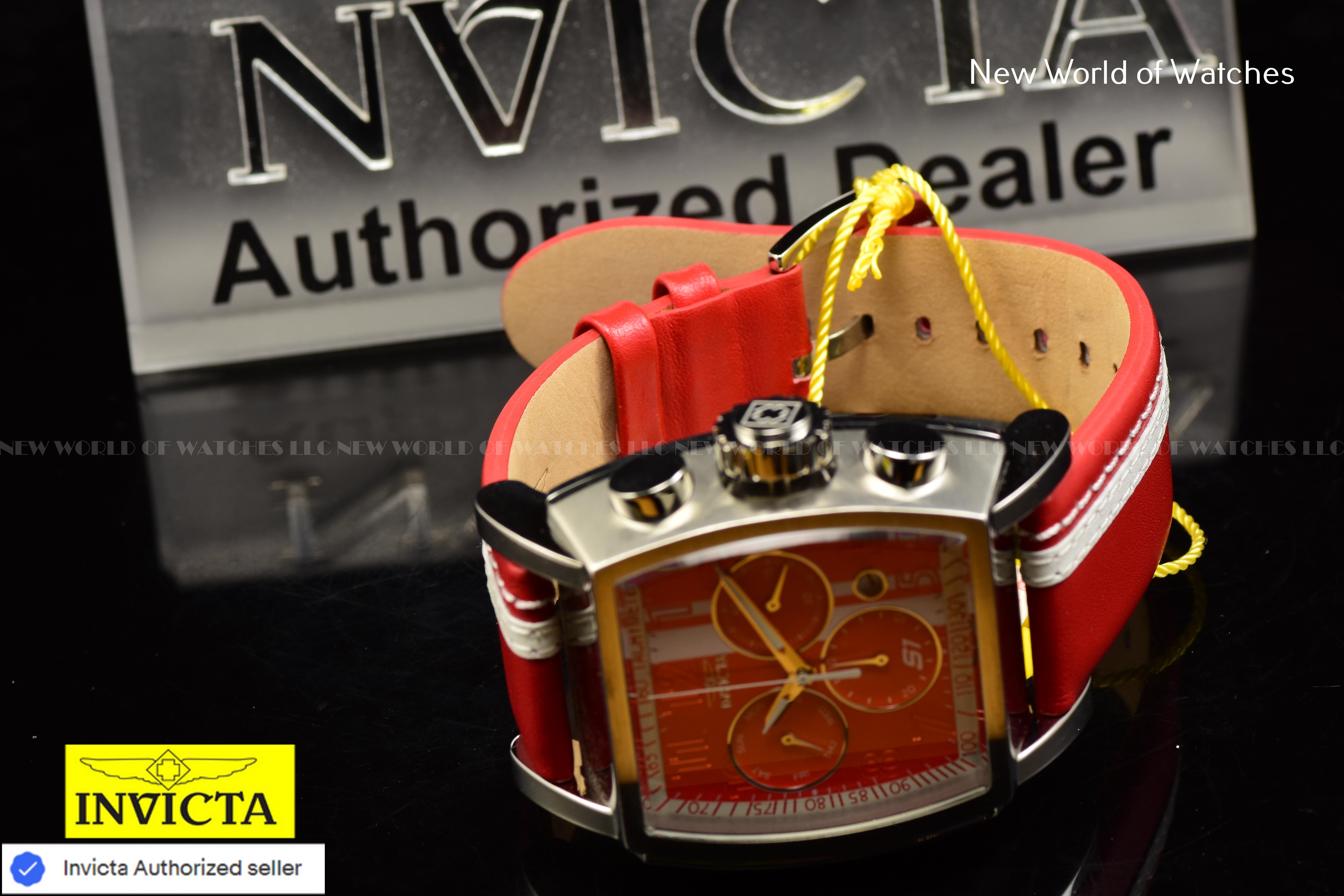 Invicta S1 RALLY Race Team 48mm Chronograph RED/WHITE Dial Men's Leather Watch