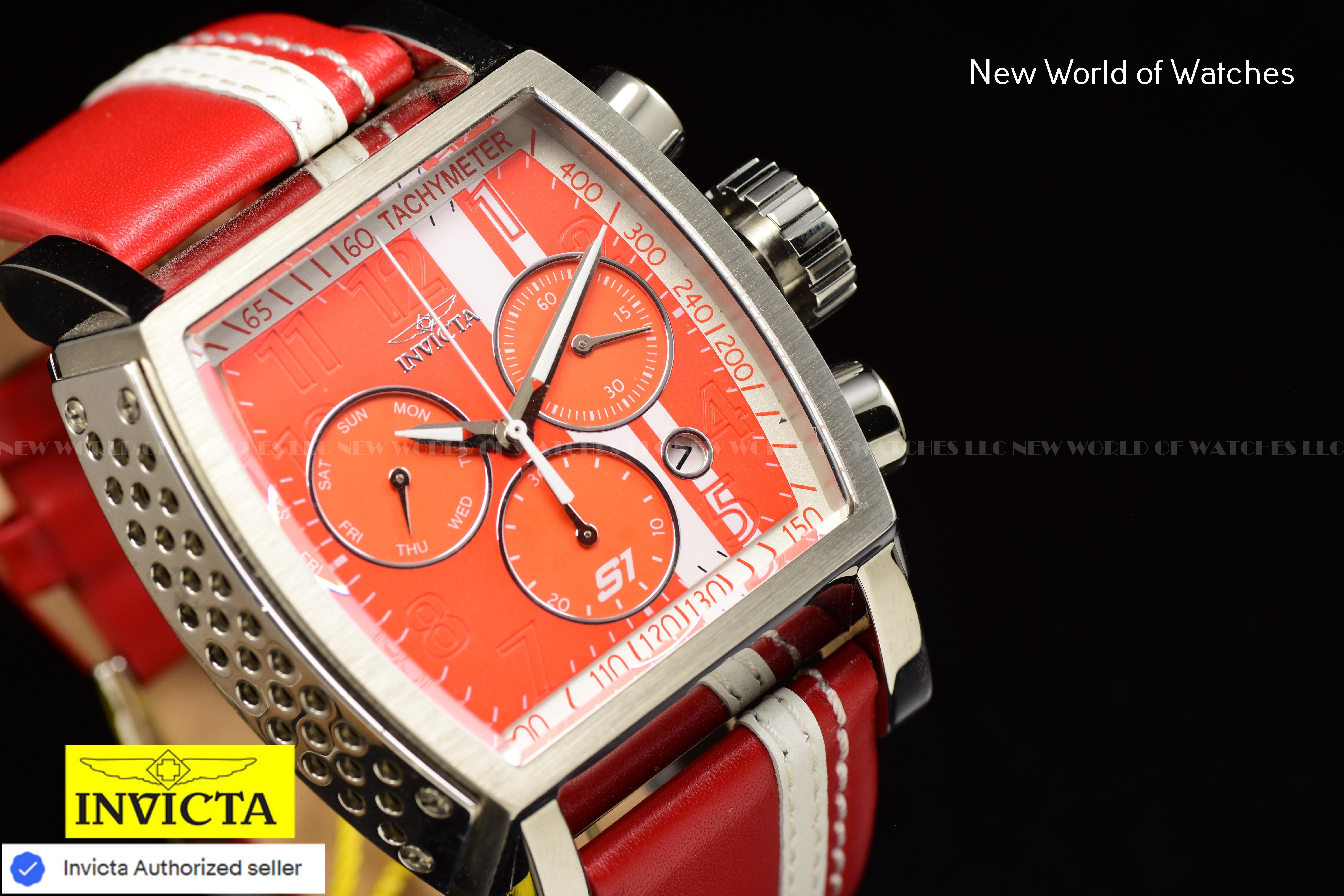 Invicta S1 RALLY Race Team 48mm Chronograph RED/WHITE Dial Men's Leather Watch