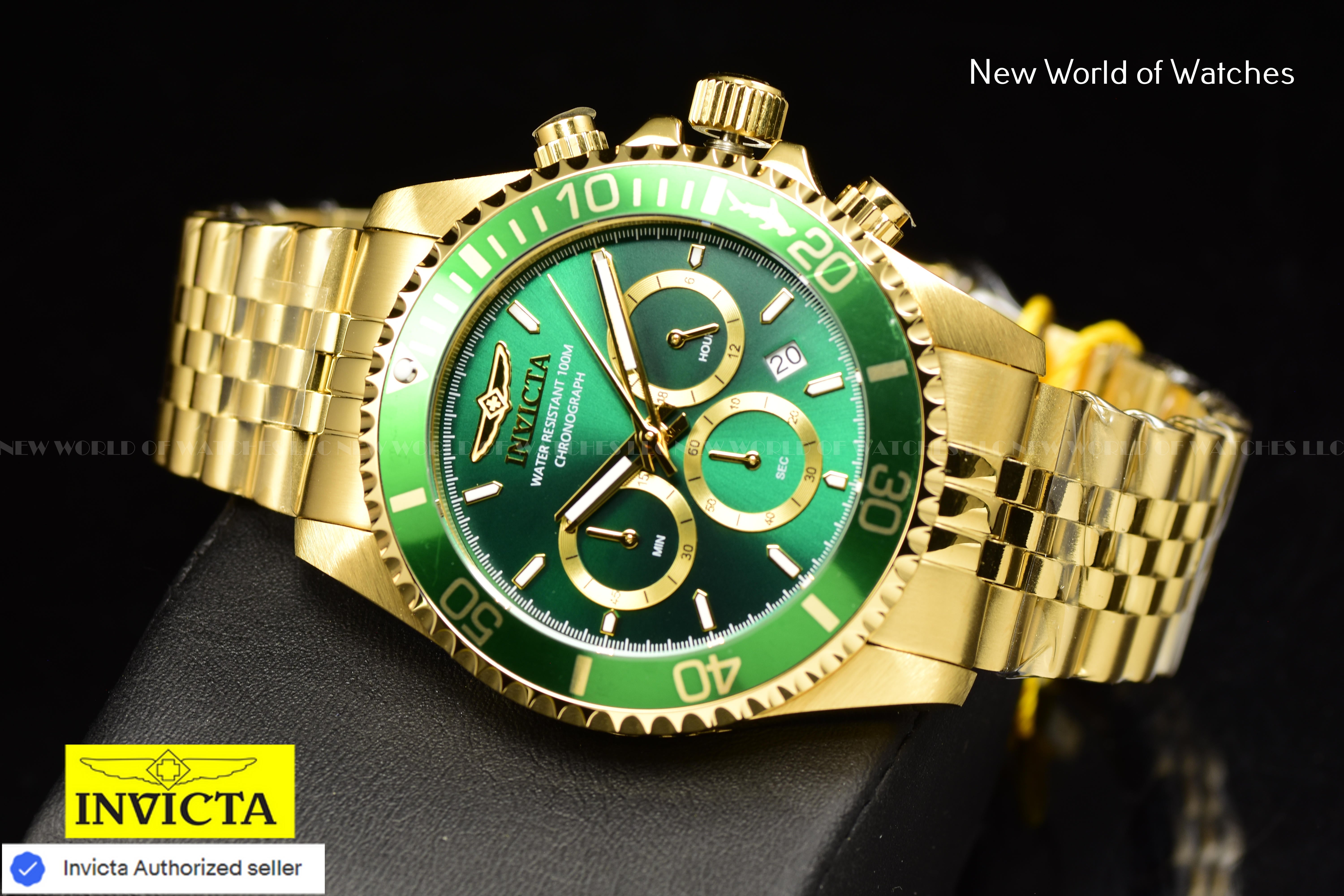 Invicta Men's Pro Diver Chronograph GMT Quartz Green Dial Stainless Steel Watch