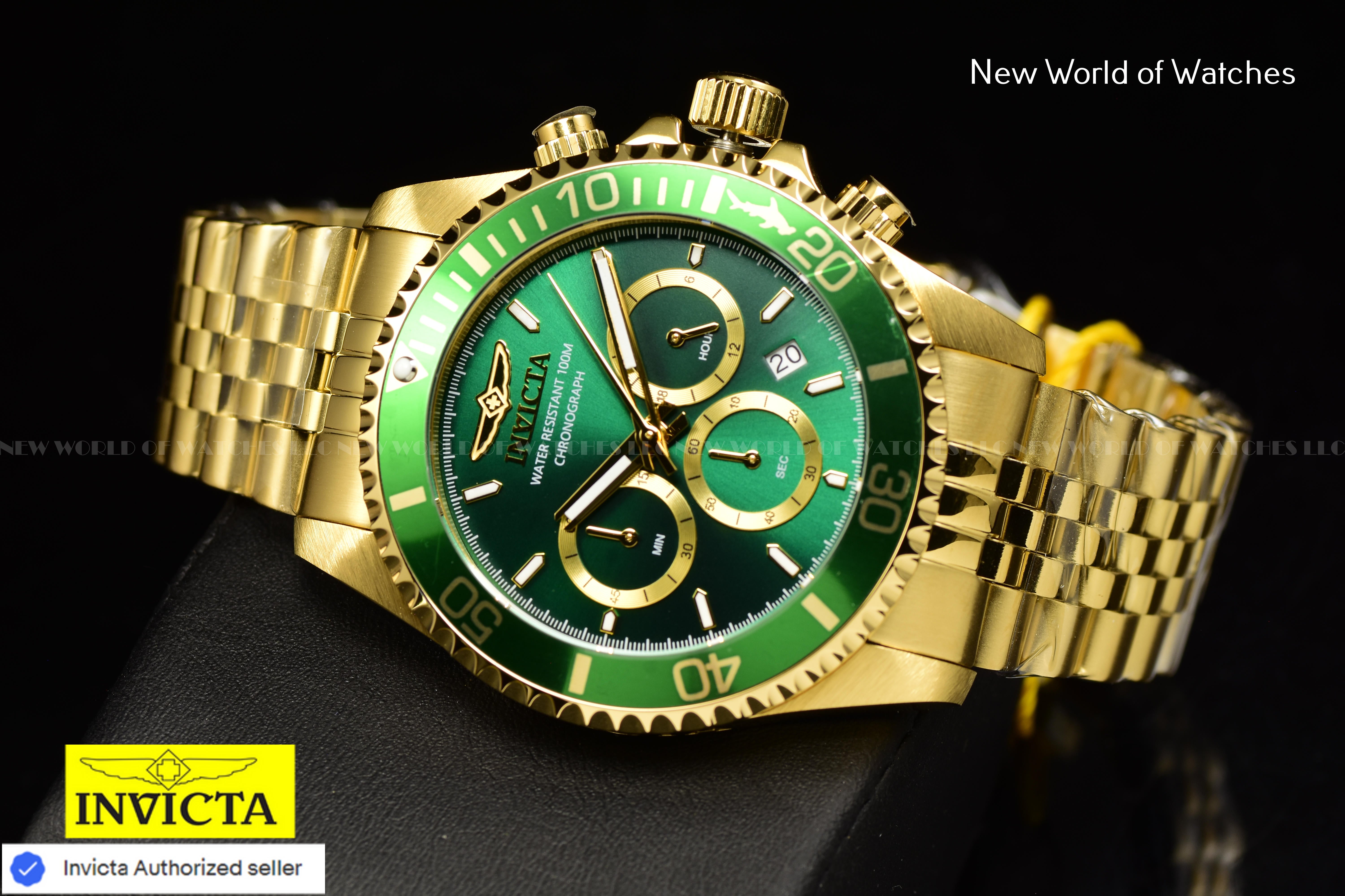 Invicta Men's Pro Diver Chronograph GMT Quartz Green Dial Stainless Steel Watch