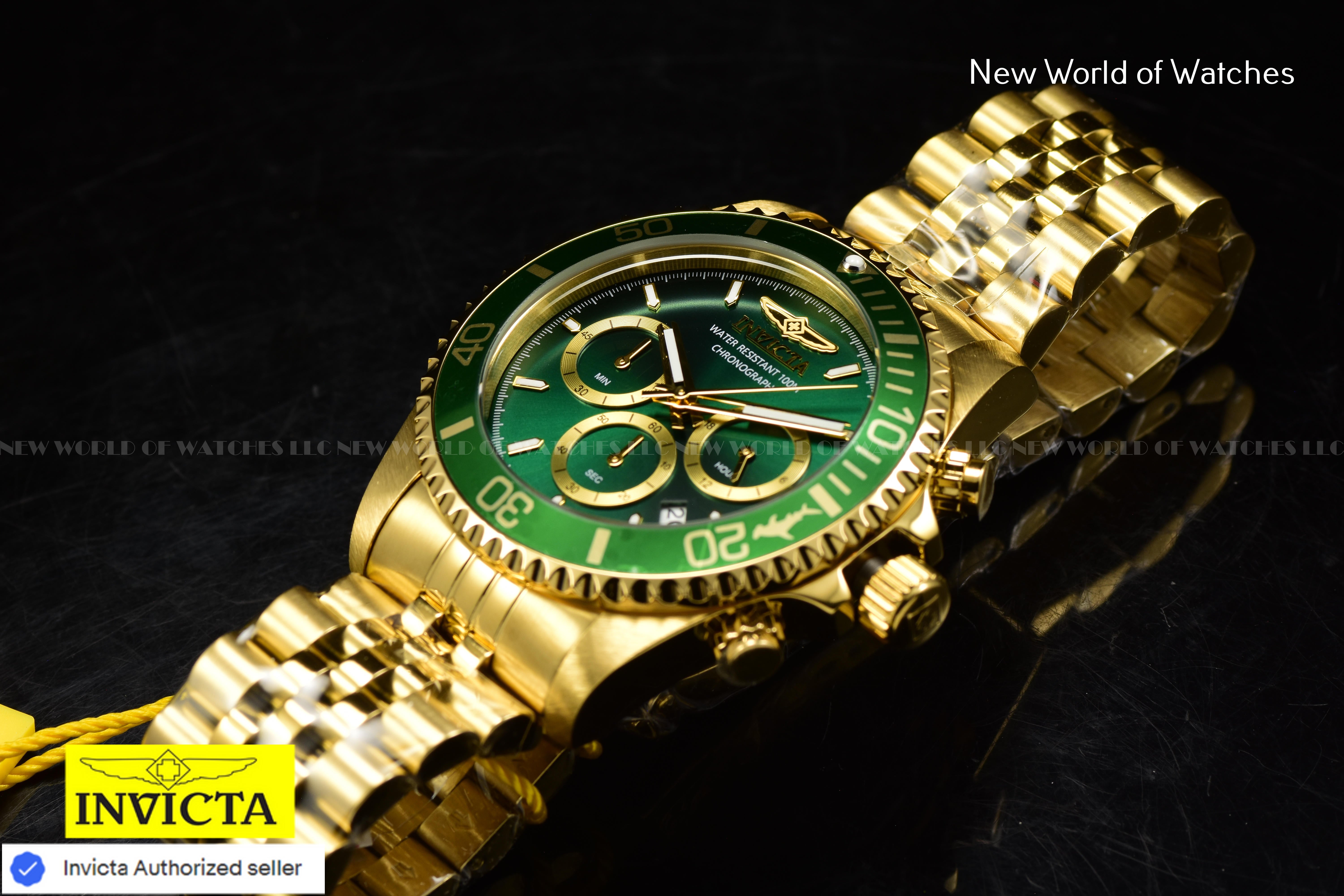 Invicta Men's Pro Diver Chronograph GMT Quartz Green Dial Stainless Steel Watch
