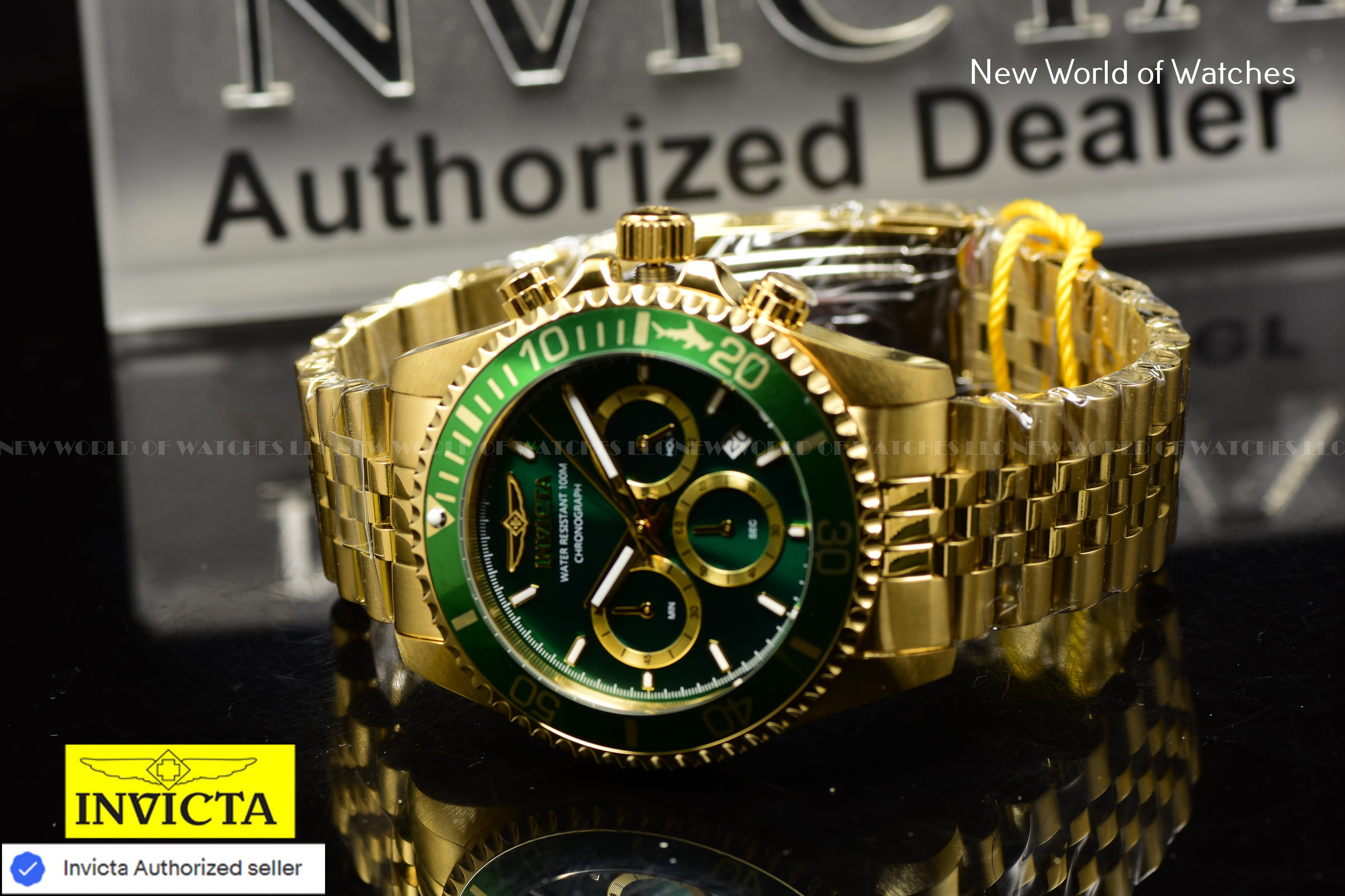 Invicta Men's Pro Diver Chronograph GMT Quartz Green Dial Stainless Steel Watch