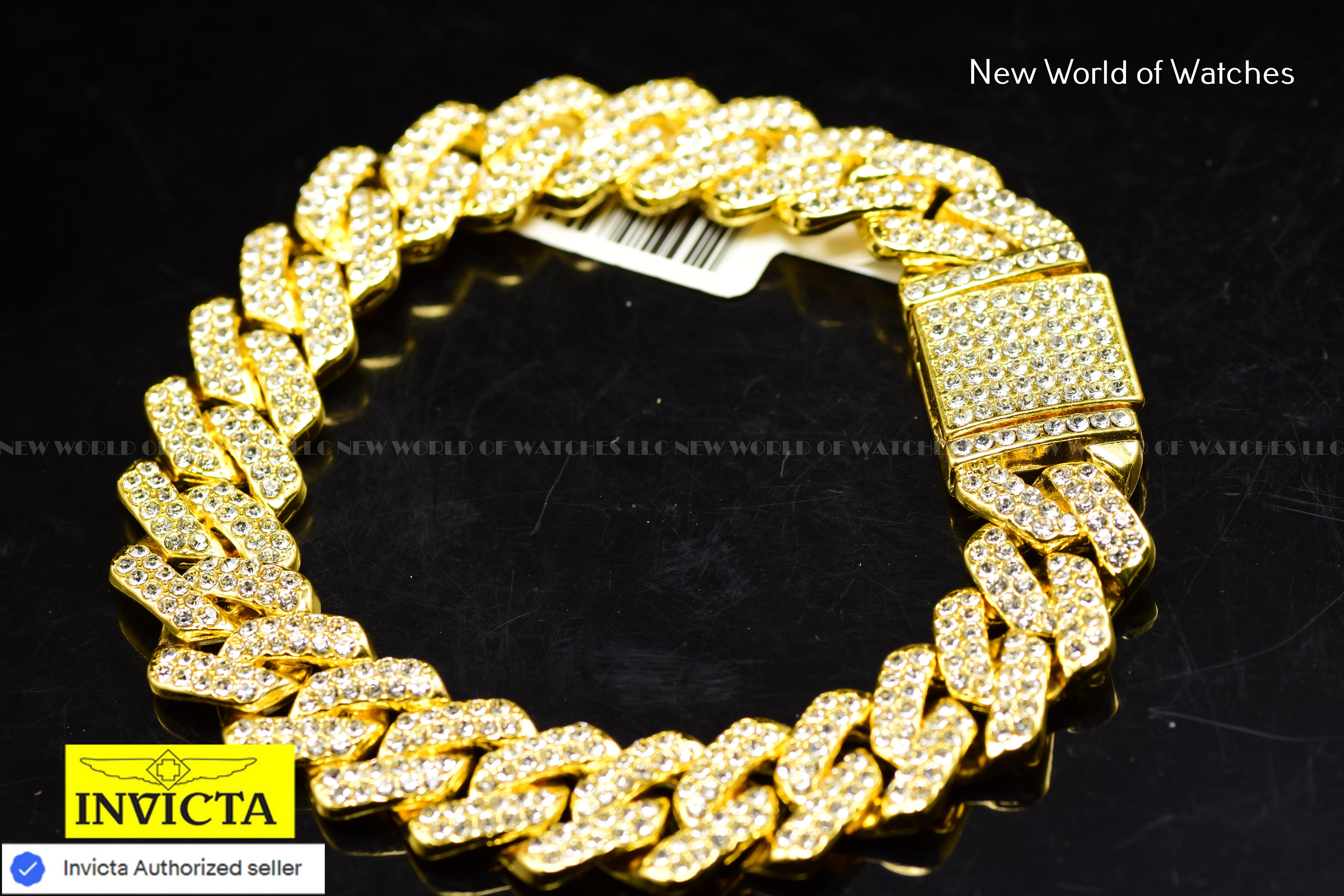 Invicta Men's Element 18K Gold Plating Ultra Iced Out 600 RHINESTONE Bracelet
