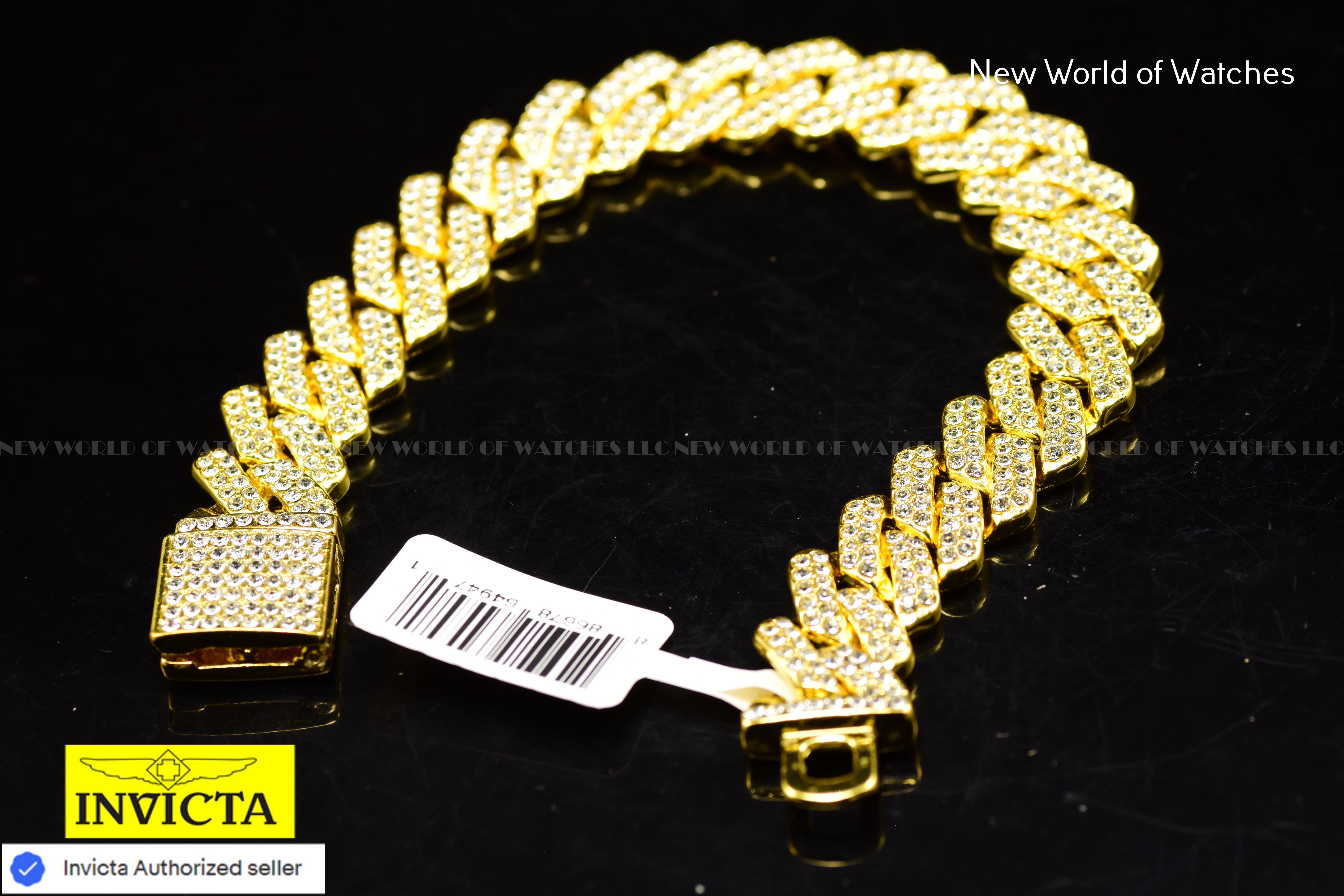 Invicta Men's Element 18K Gold Plating Ultra Iced Out 600 RHINESTONE Bracelet