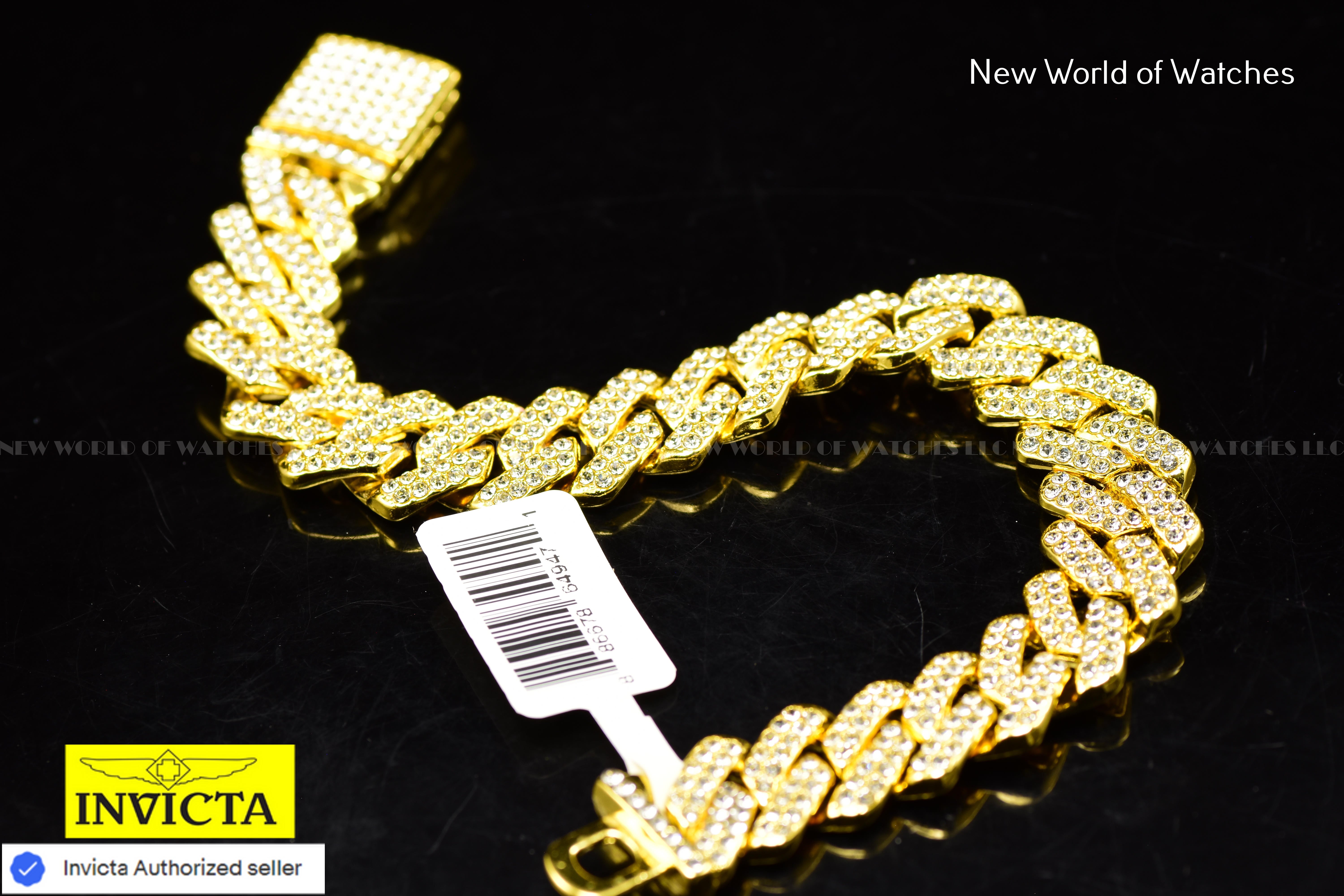 Invicta Men's Element 18K Gold Plating Ultra Iced Out 600 RHINESTONE Bracelet