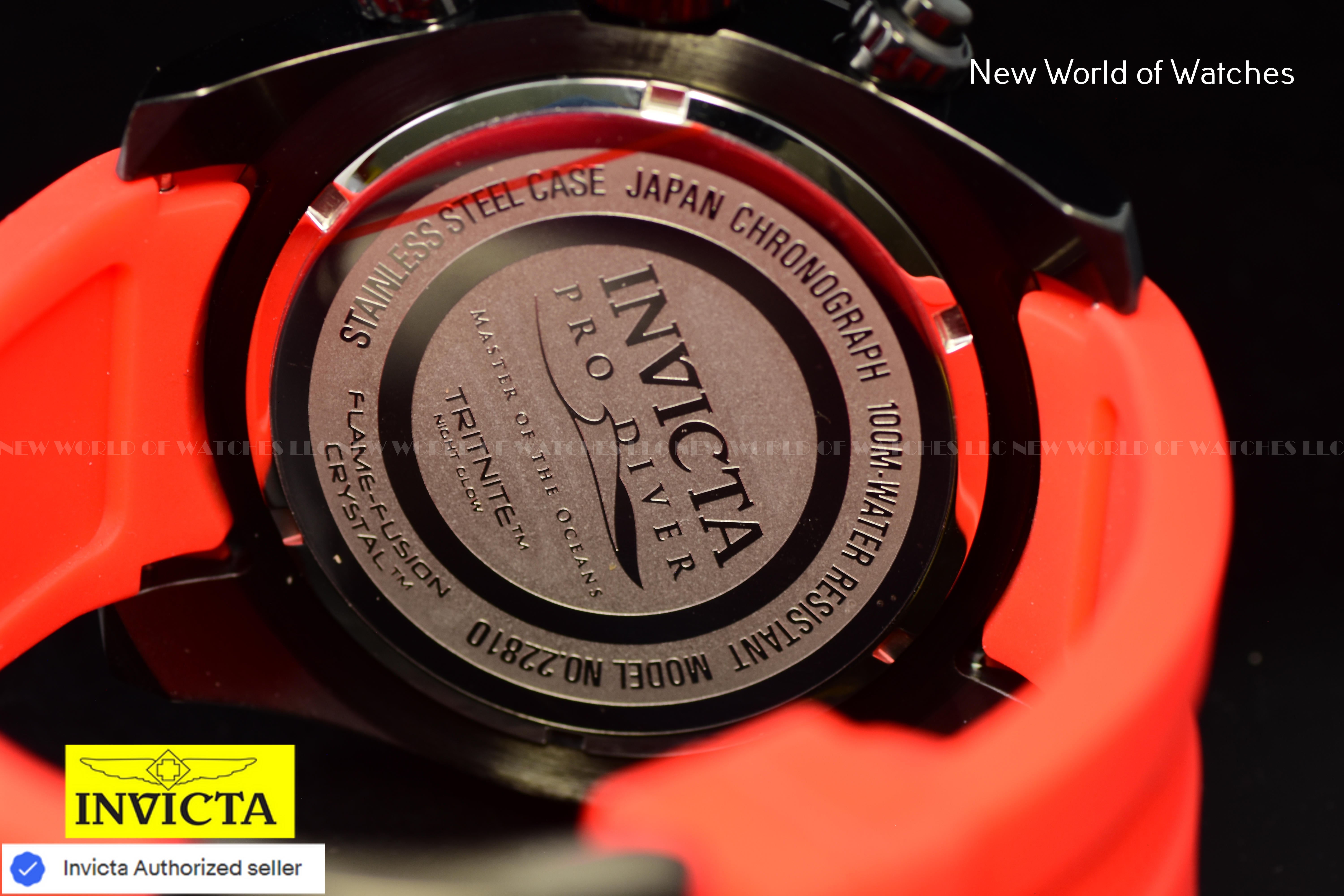 Invicta Men's Pro Diver 50mm Chronograph Dial Slicone Band BLACK/RED Watch