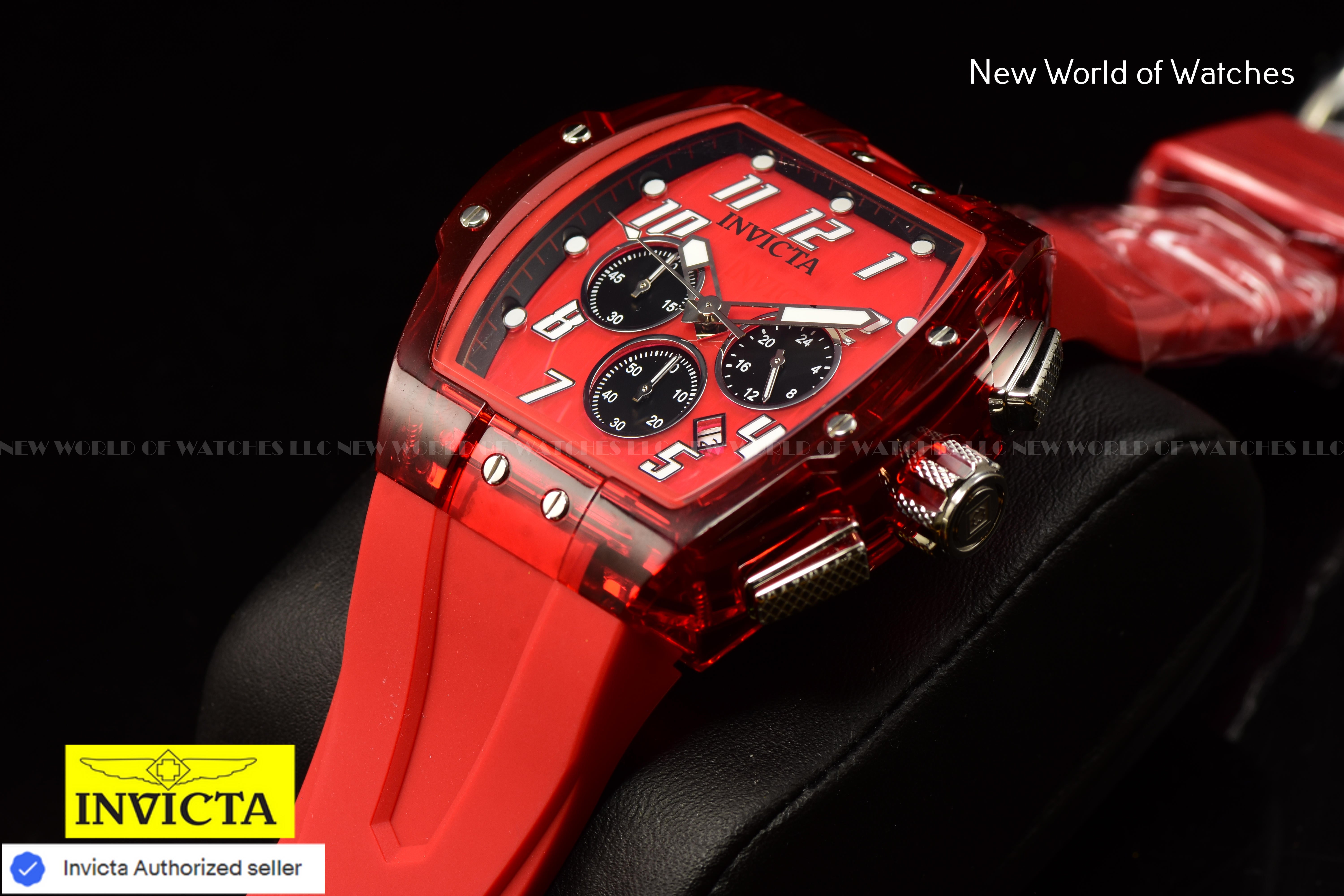 Invicta Men's S1 Rally Transparent/Red Chronograph Dial 47mm Silicone Band Watch