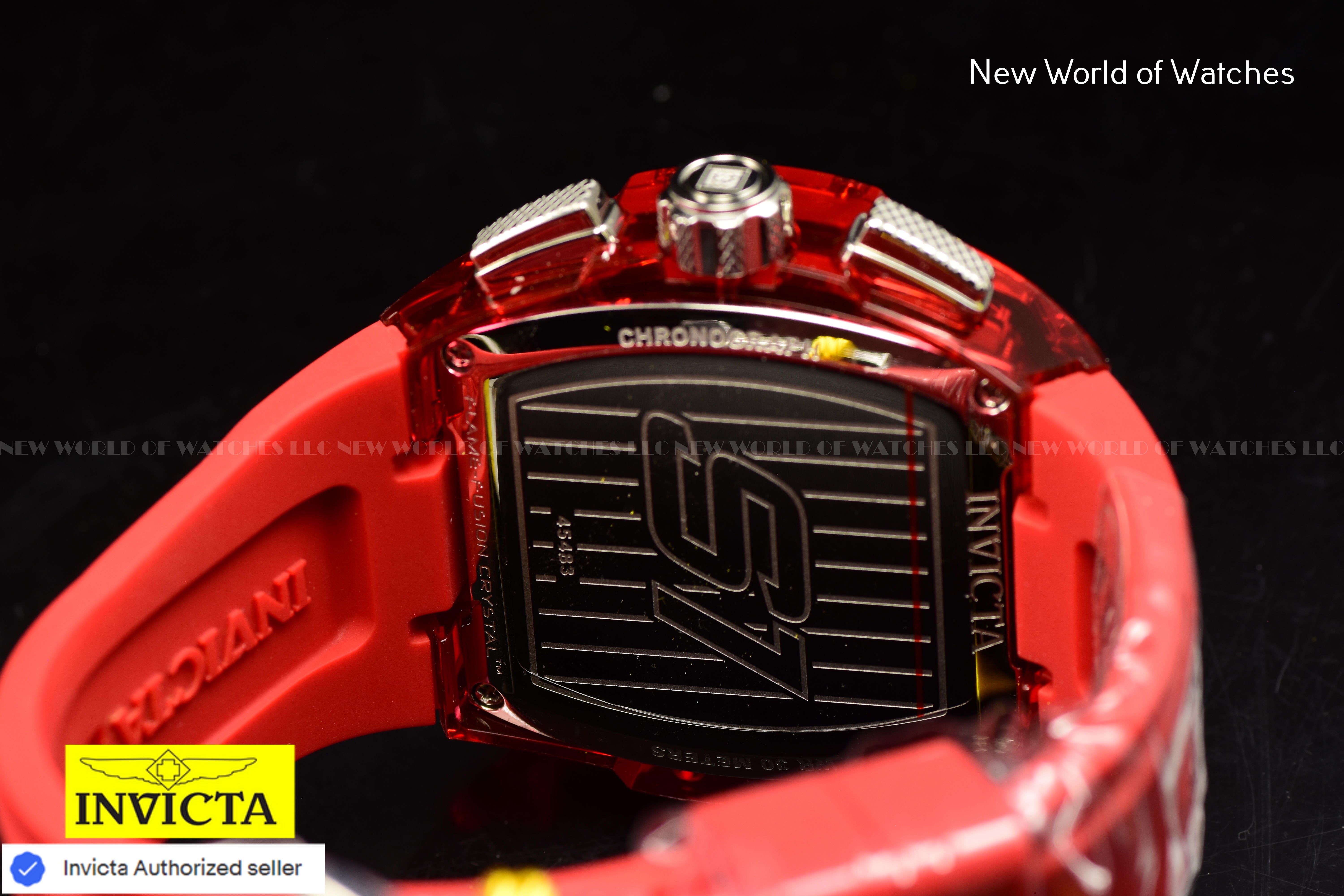 Invicta Men's S1 Rally Transparent/Red Chronograph Dial 47mm Silicone Band Watch