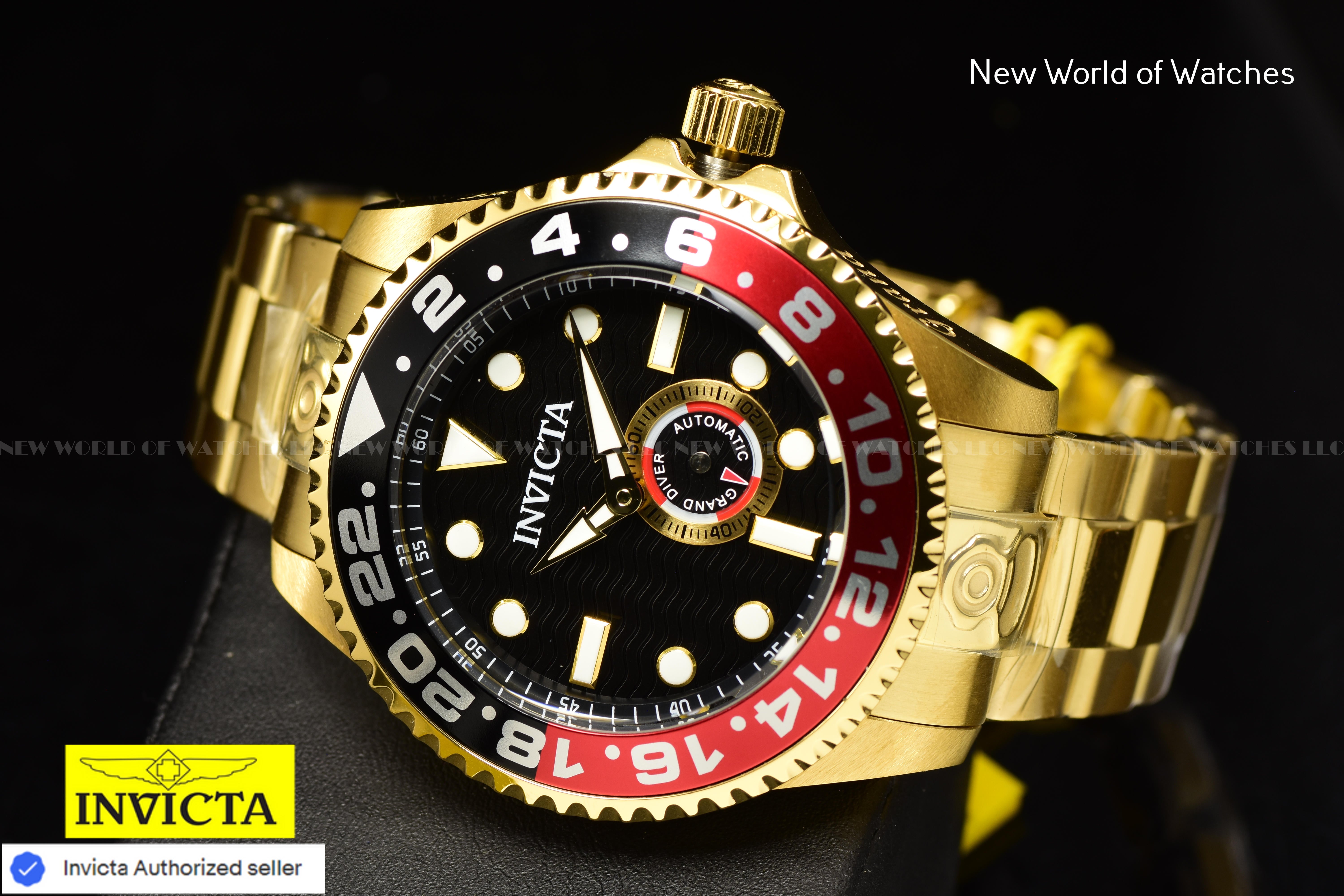 Invicta Men's GRAND DIVER 47mm COKE BEZEL Gold Stainless Steel Automatic Watch
