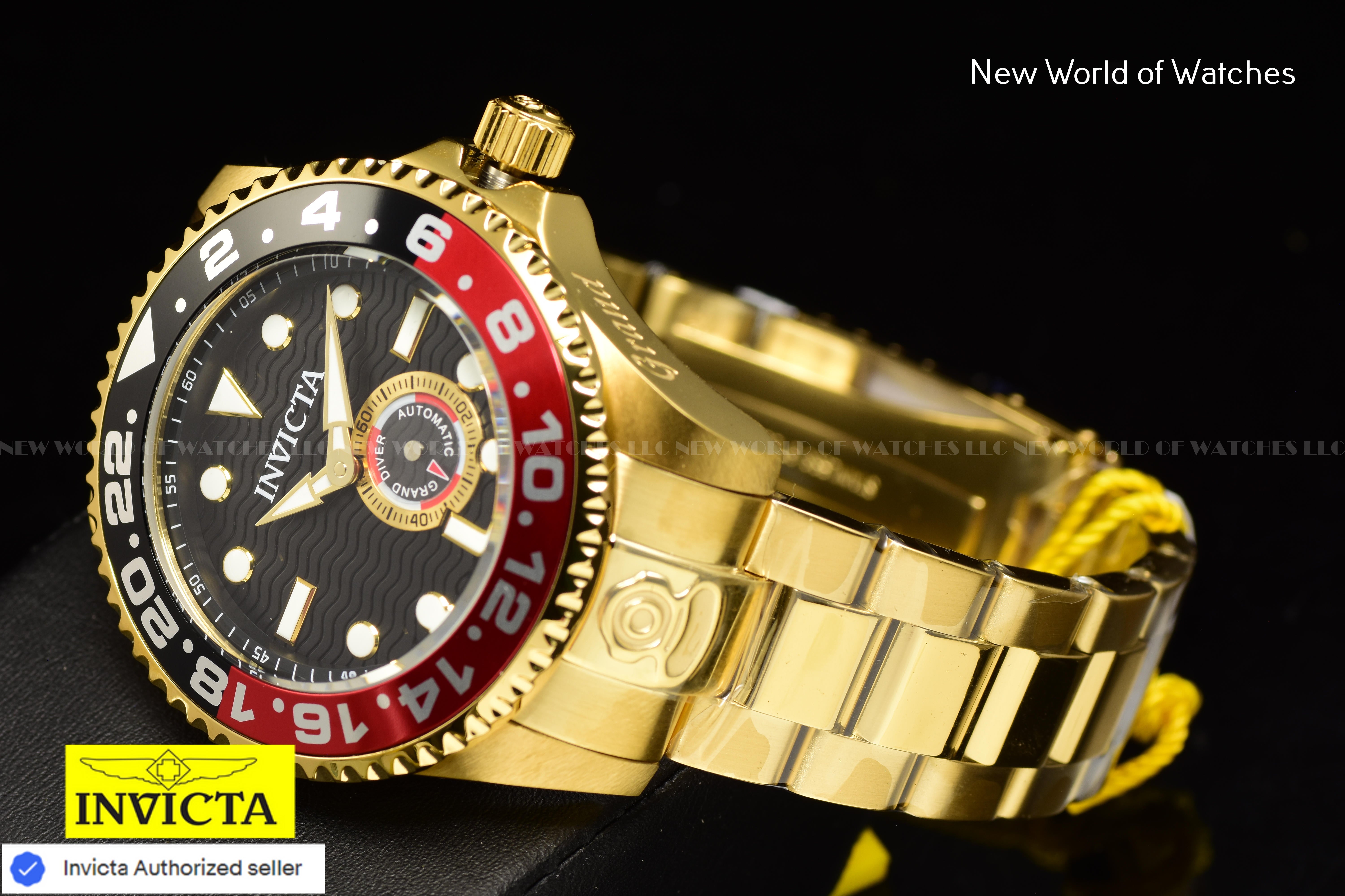 Invicta Men's GRAND DIVER 47mm COKE BEZEL Gold Stainless Steel Automatic Watch
