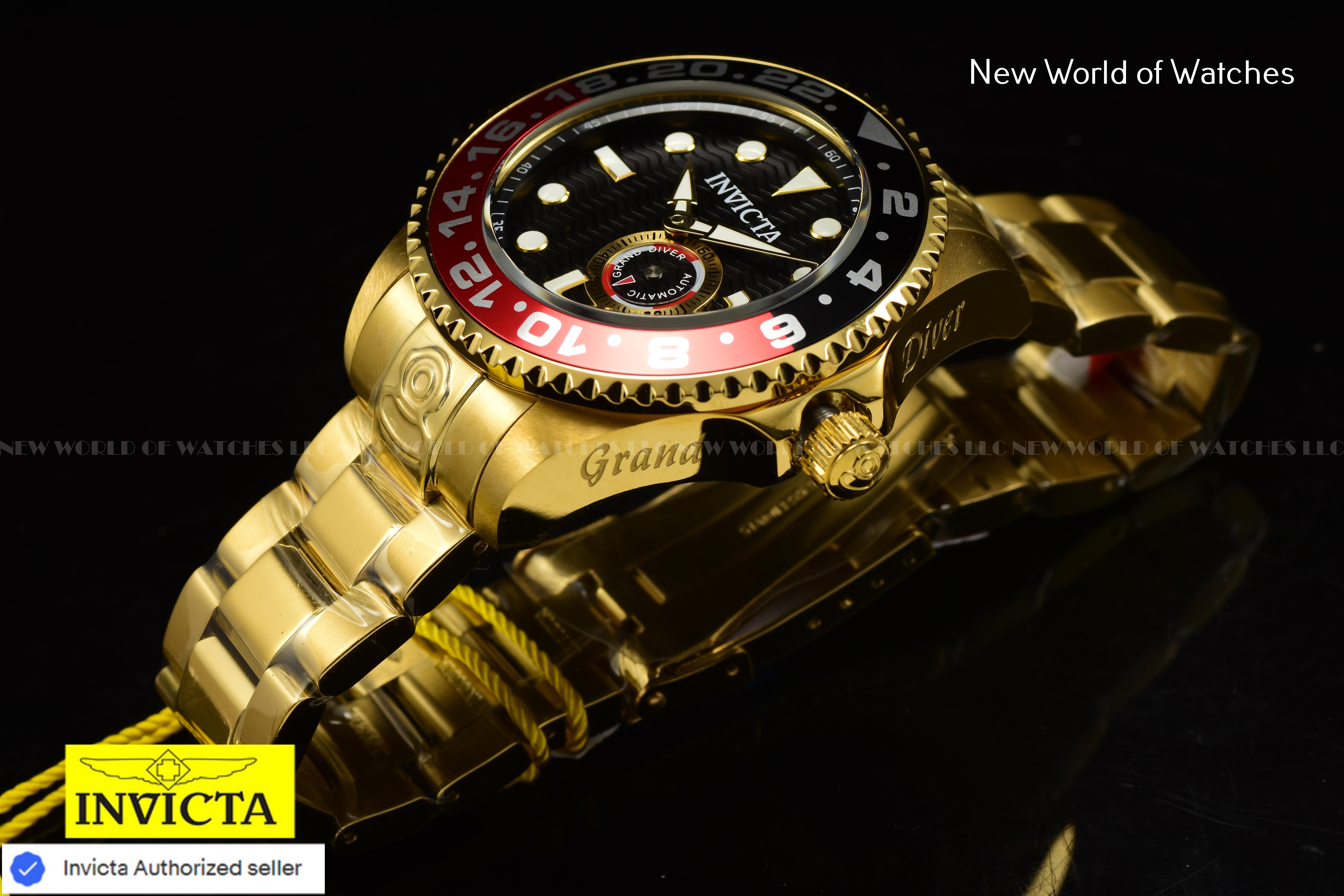 Invicta Men's GRAND DIVER 47mm COKE BEZEL Gold Stainless Steel Automatic Watch